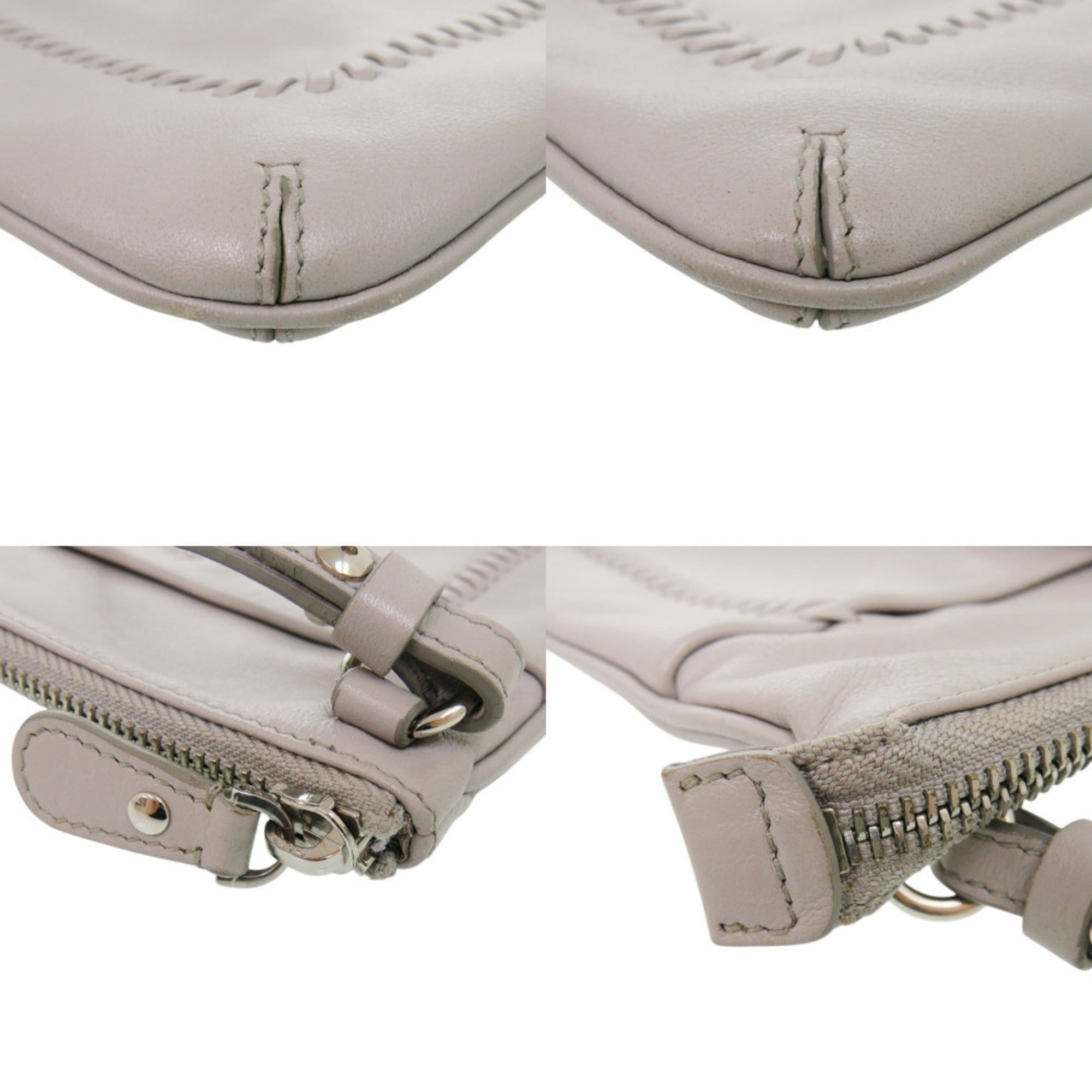 Salvatore Ferragamo Gray Leather Shoulder Bag (Pre-Owned)