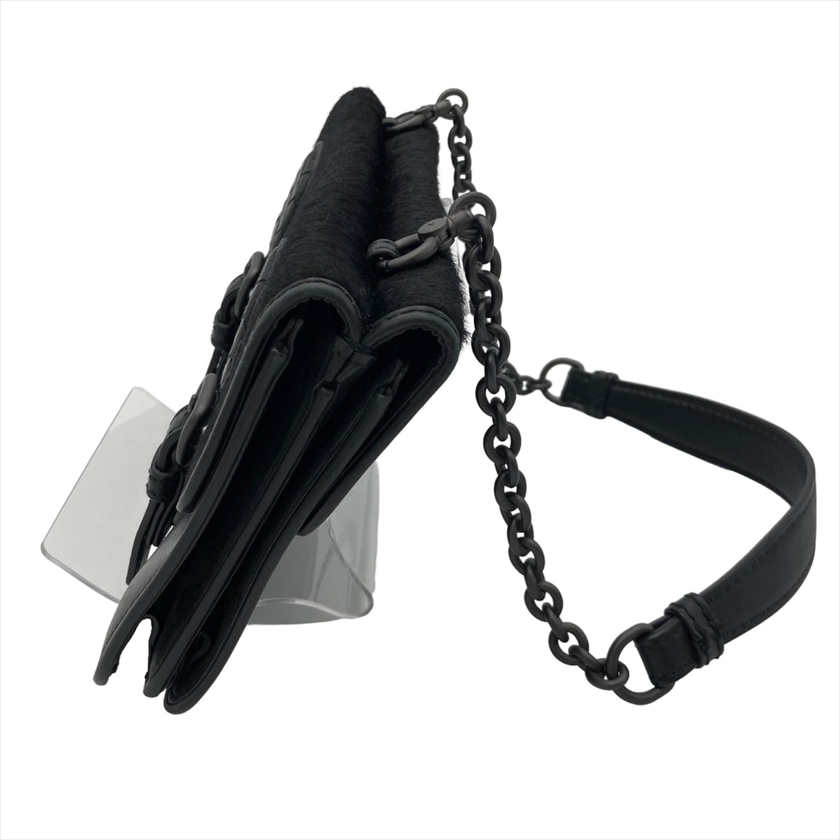 Bottega Veneta Intrecciato Black Leather Shoulder Bag (Pre-Owned)