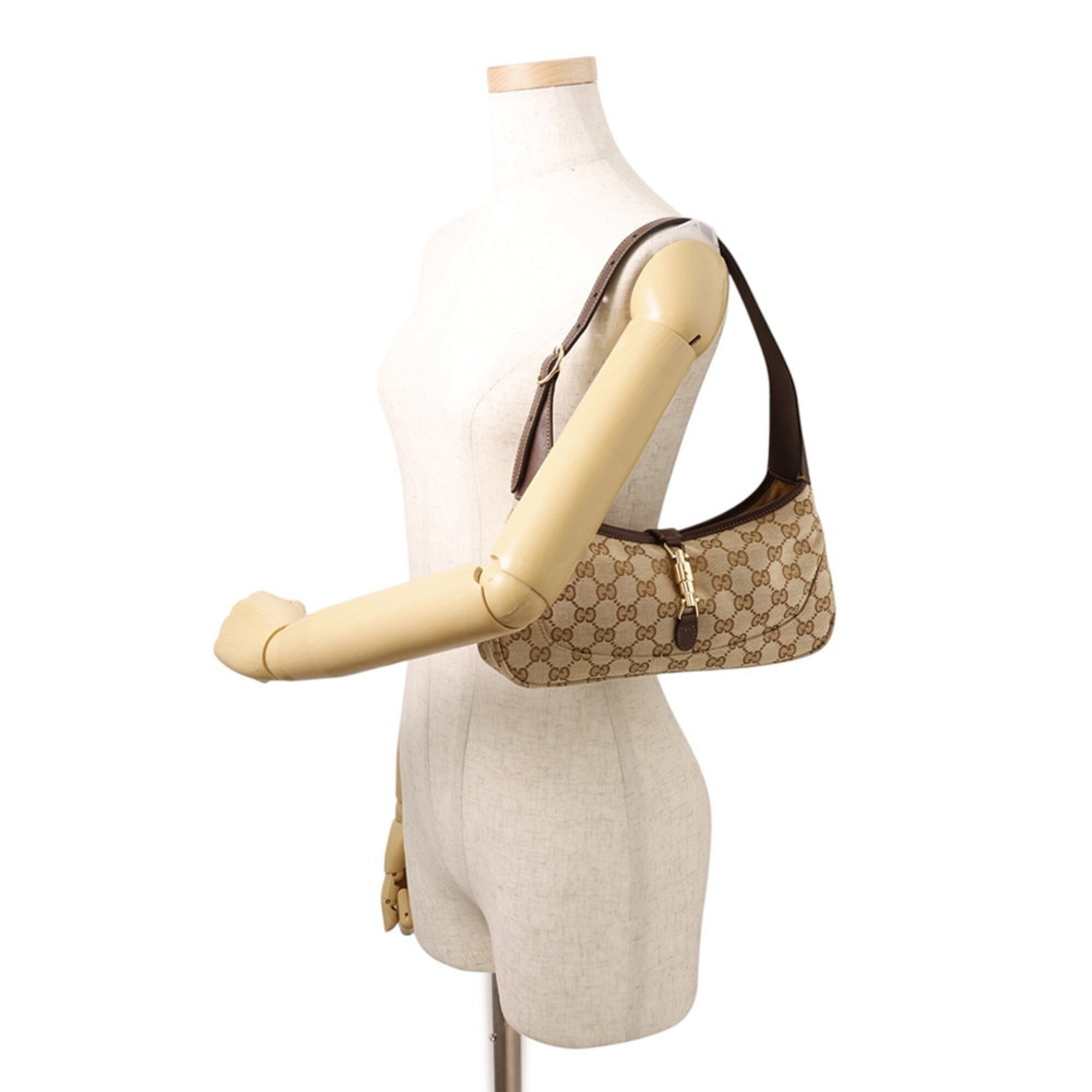 Gucci Brown Gg Canvas Leather Handbag Shoulder Bag (Pre-Owned)