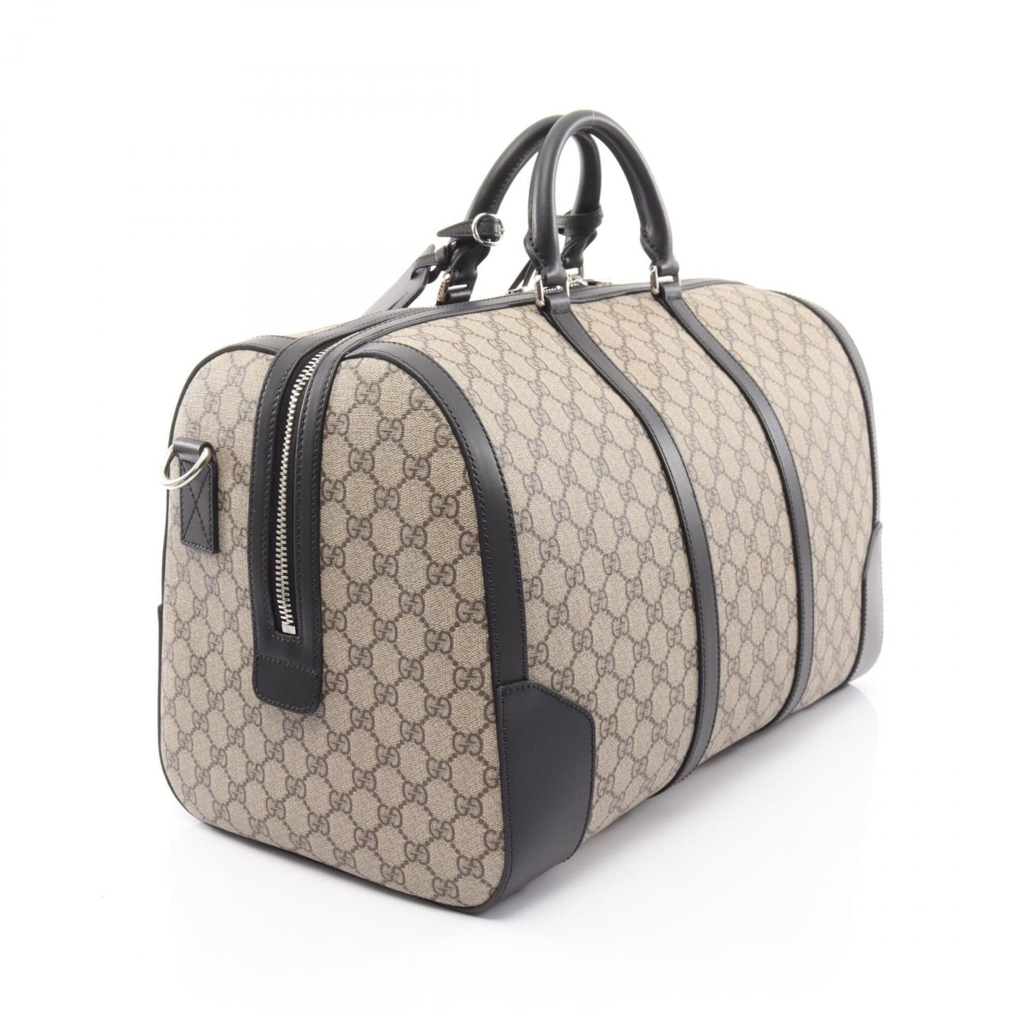 Gucci Beige Black Pvc Leather Boston Bag Handbag (Pre-Owned)