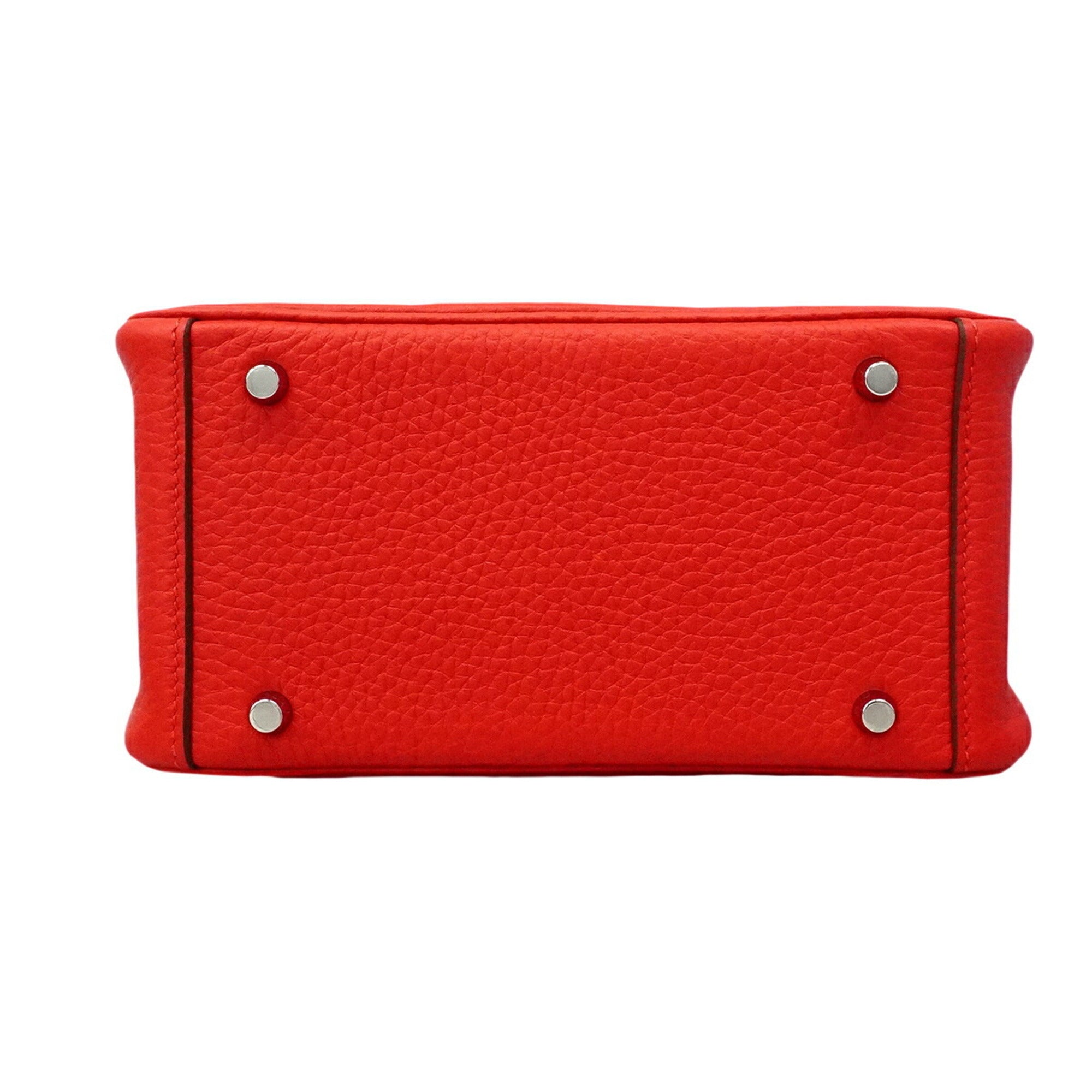 Hermes Red Color Taurillon Clemence Leather Handbag (Pre-Owned)