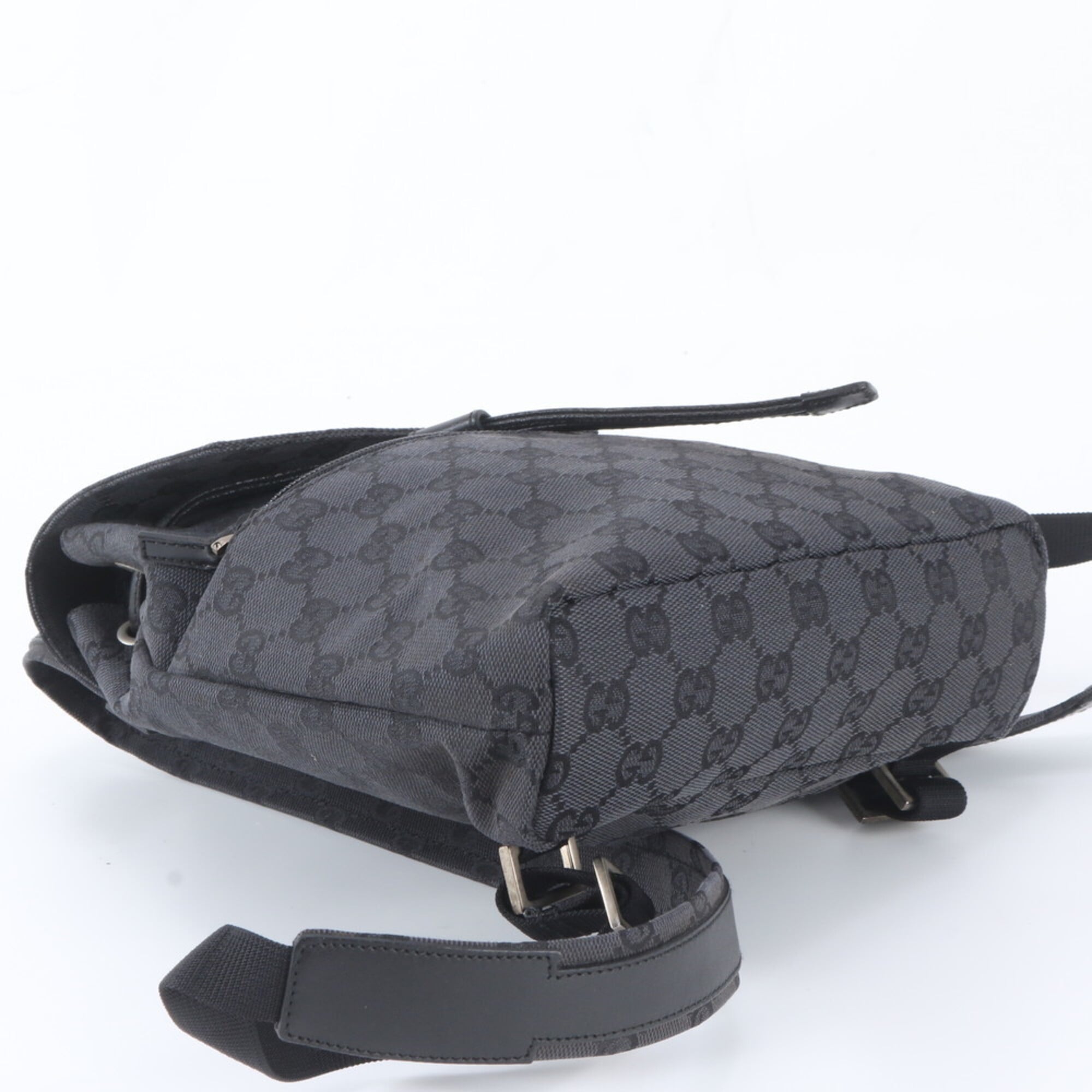 Gucci Gg Canvas Black Gg Canvas Leather Backpack Handbag (Pre-Owned)