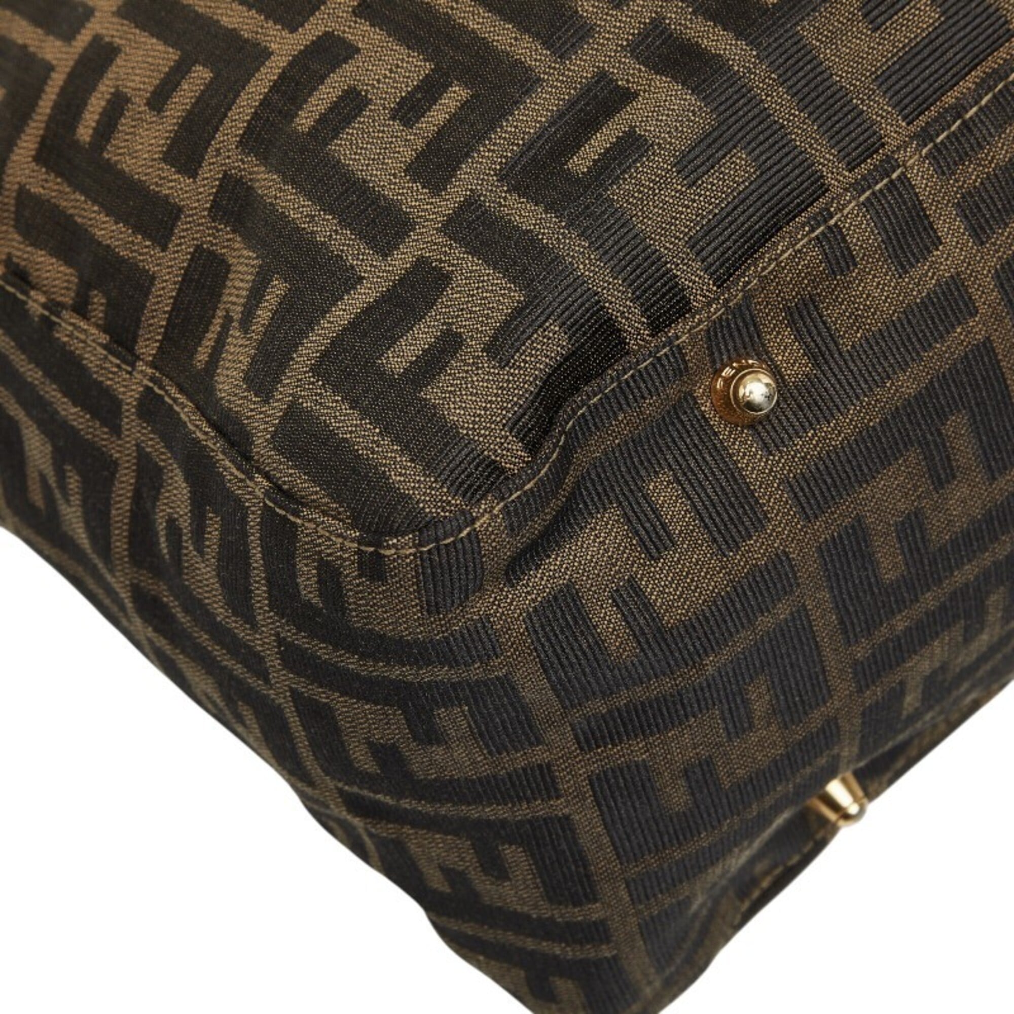 Fendi Brown Canvas Leather Handbag Tote Bag (Pre-Owned)