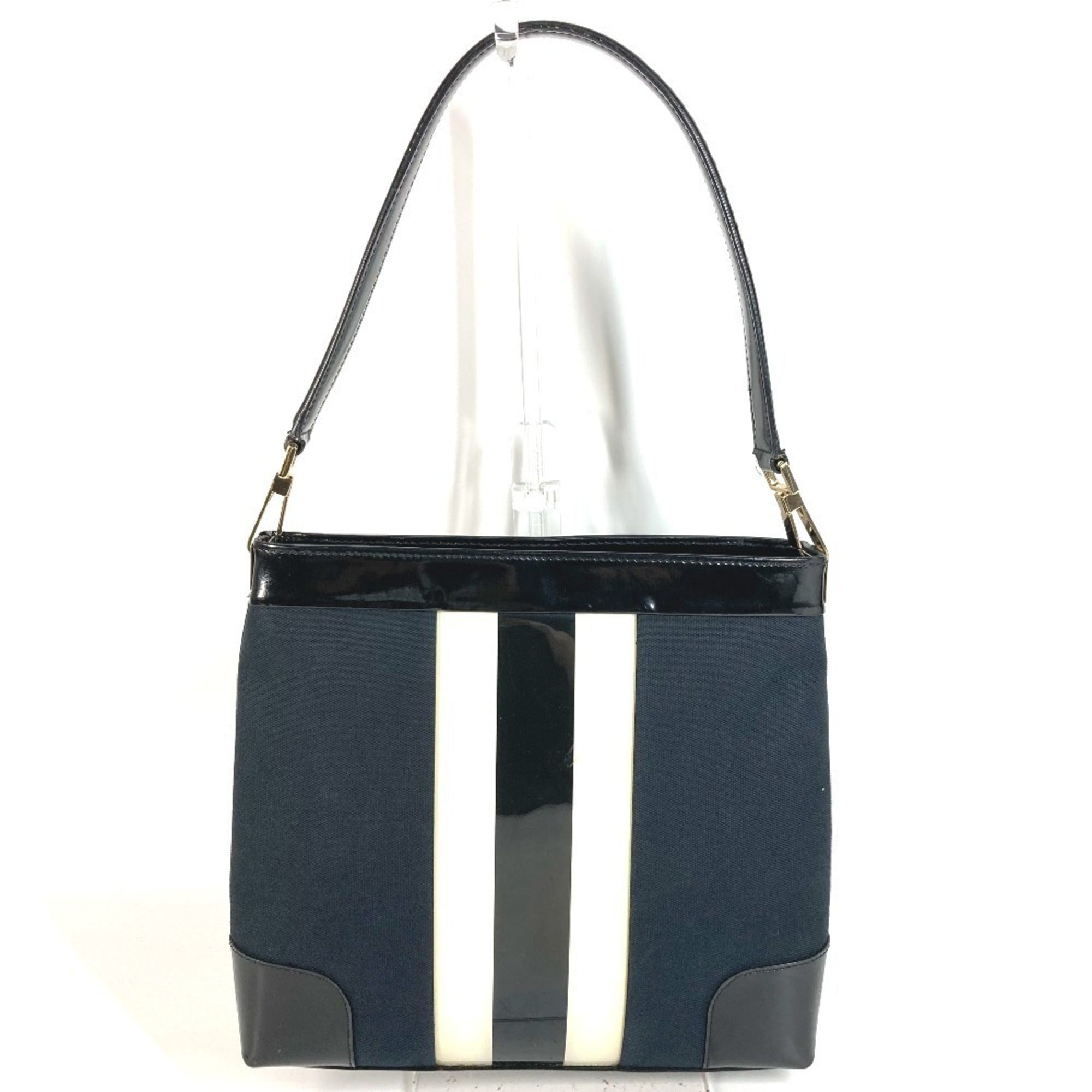 Gucci Black White Canvas Shoulder Bag Tote Bag (Pre-Owned)