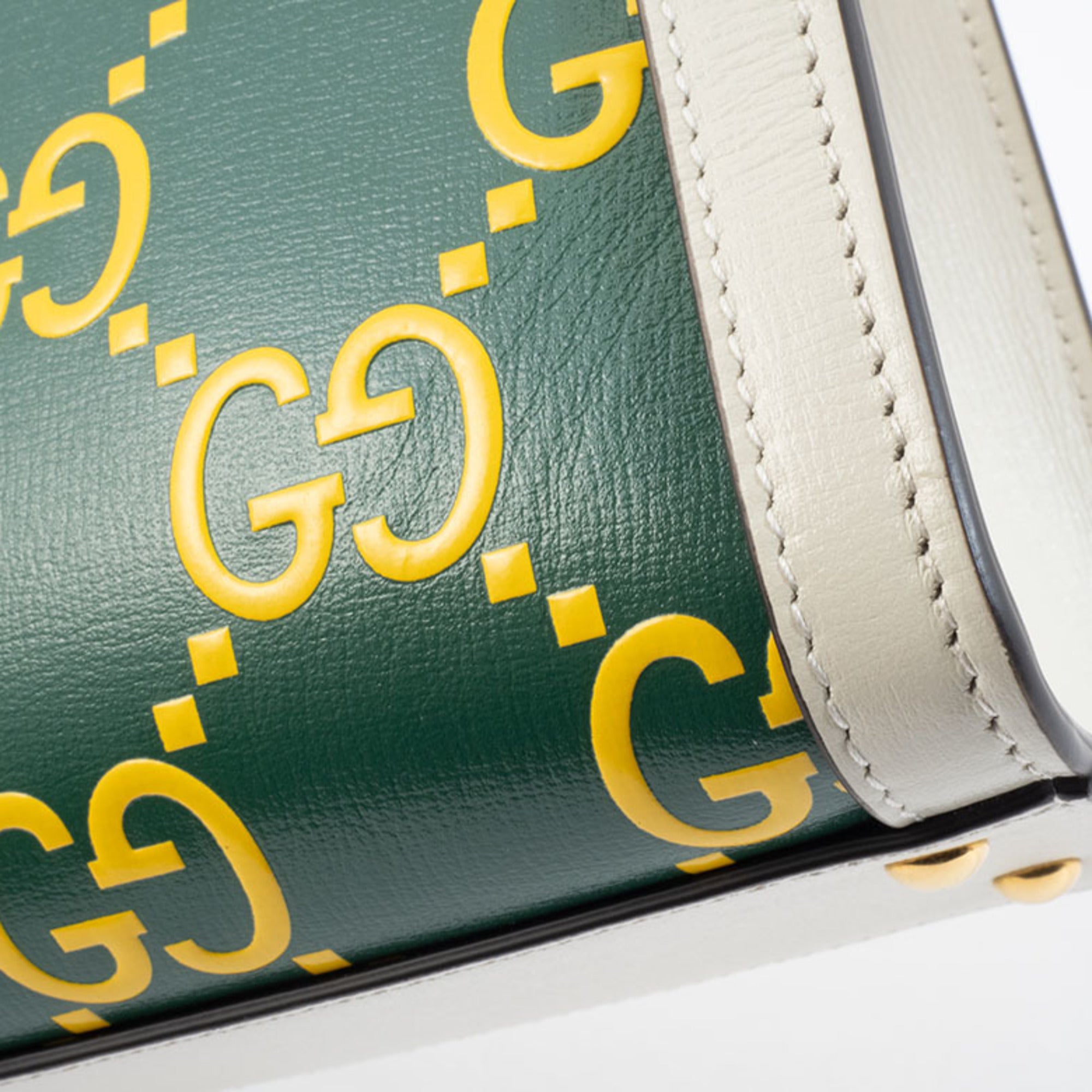 Gucci Green White Yellow Leather Handbag (Pre-Owned)