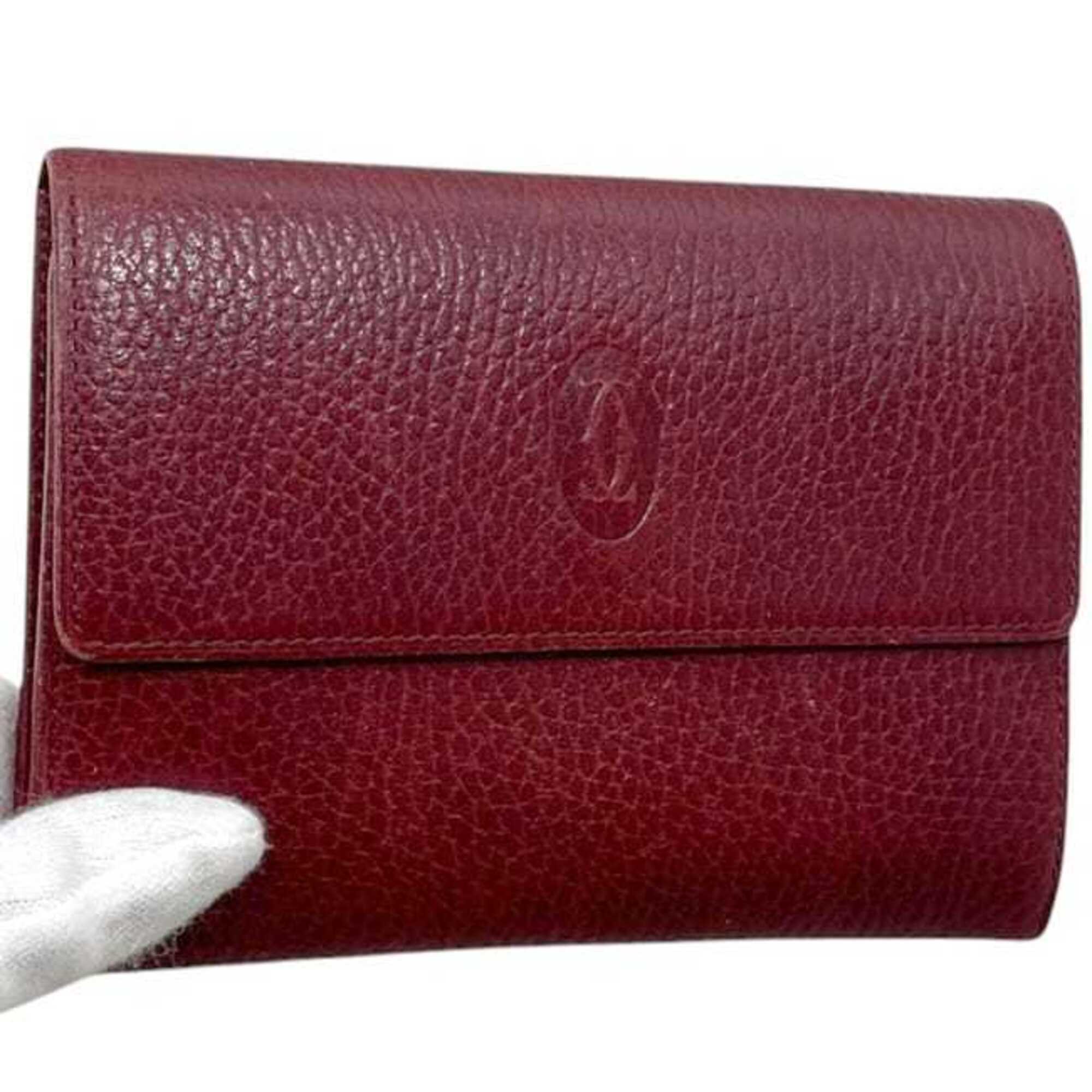 Cartier Bordeaux Leather Wallet (Tri-Fold) (Pre-Owned)