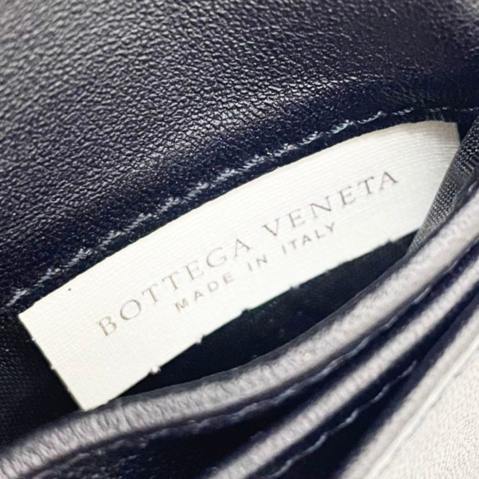 Bottega Veneta Intrecciato Black Navy Red Color Leather Wallet (Bi-Fold) (Pre-Owned)