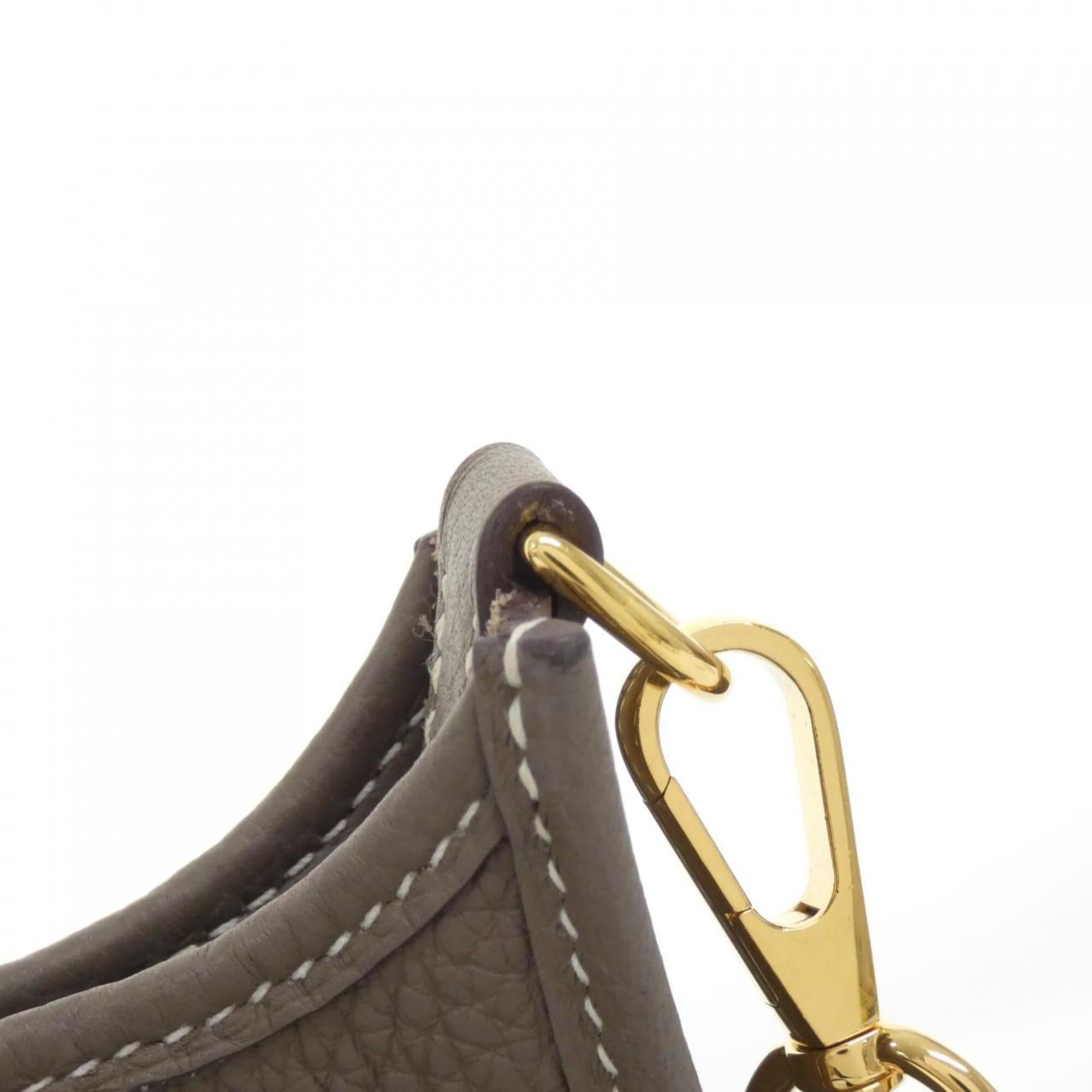 Hermes Blue Indigo Etoupe Gray Taurillon Clemence Leather Shoulder Bag (Pre-Owned)