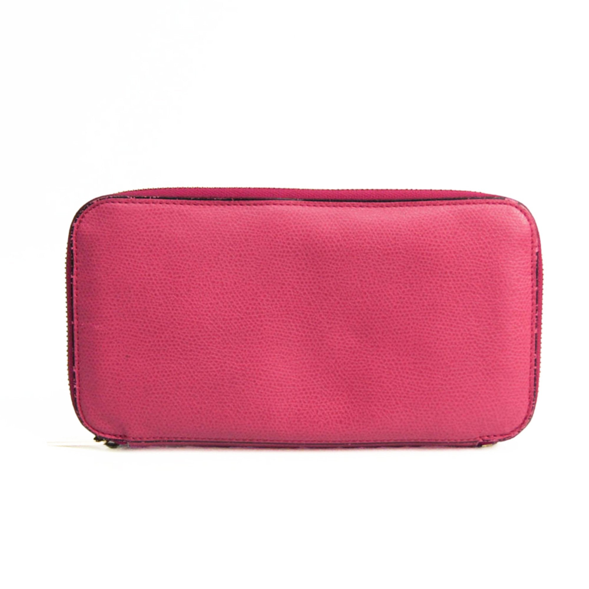 Valextra Pink Leather Long Wallet (Bi-Fold) (Pre-Owned)