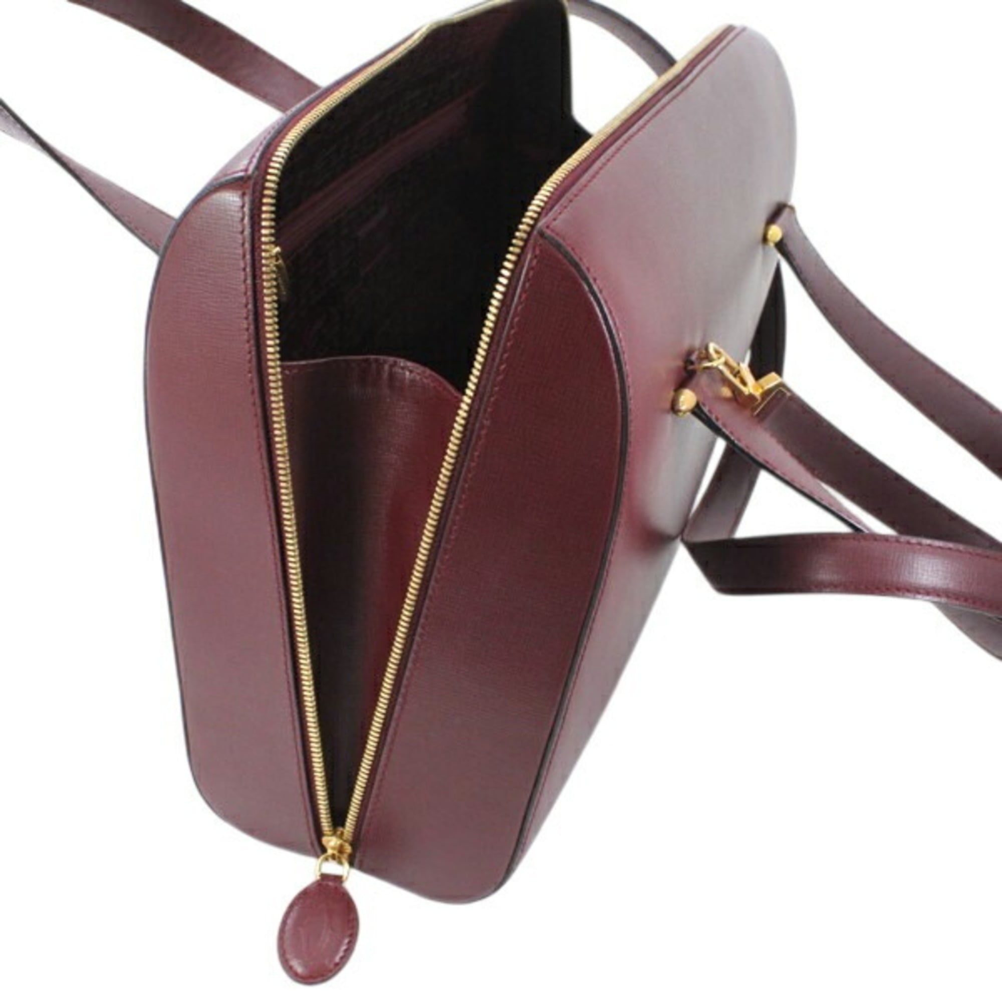 Cartier Must Bordeaux Leather Handbag Shoulder Bag (Pre-Owned)
