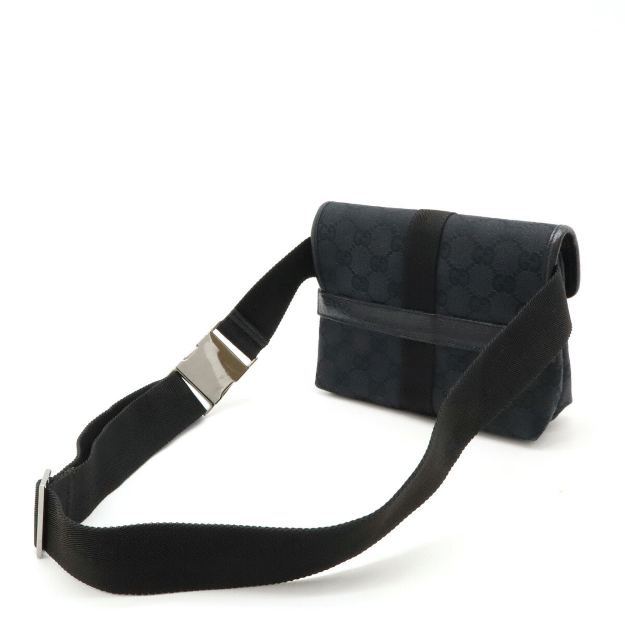 Gucci Black Canvas Leather Sling Bag (Pre-Owned)