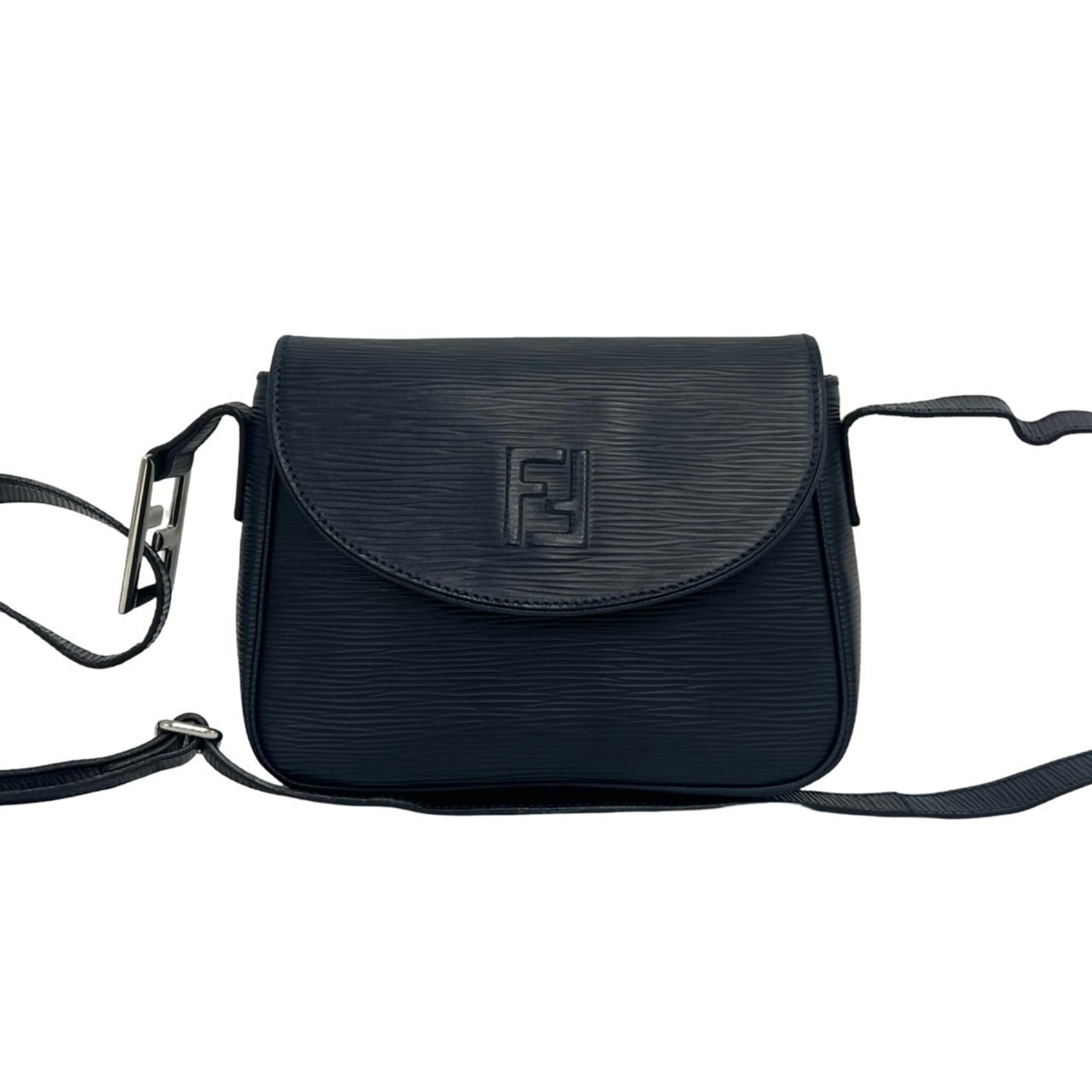 Fendi Navy Leather Pochette Shoulder Bag (Pre-Owned)