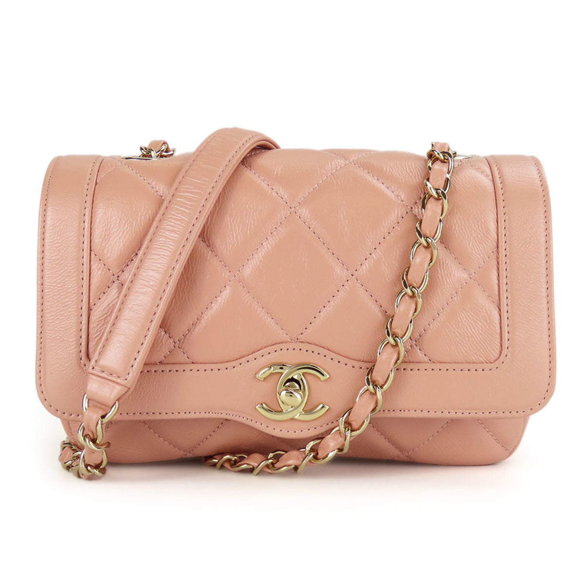 Chanel Beige Peach Leather Shoulder Bag (Pre-Owned)
