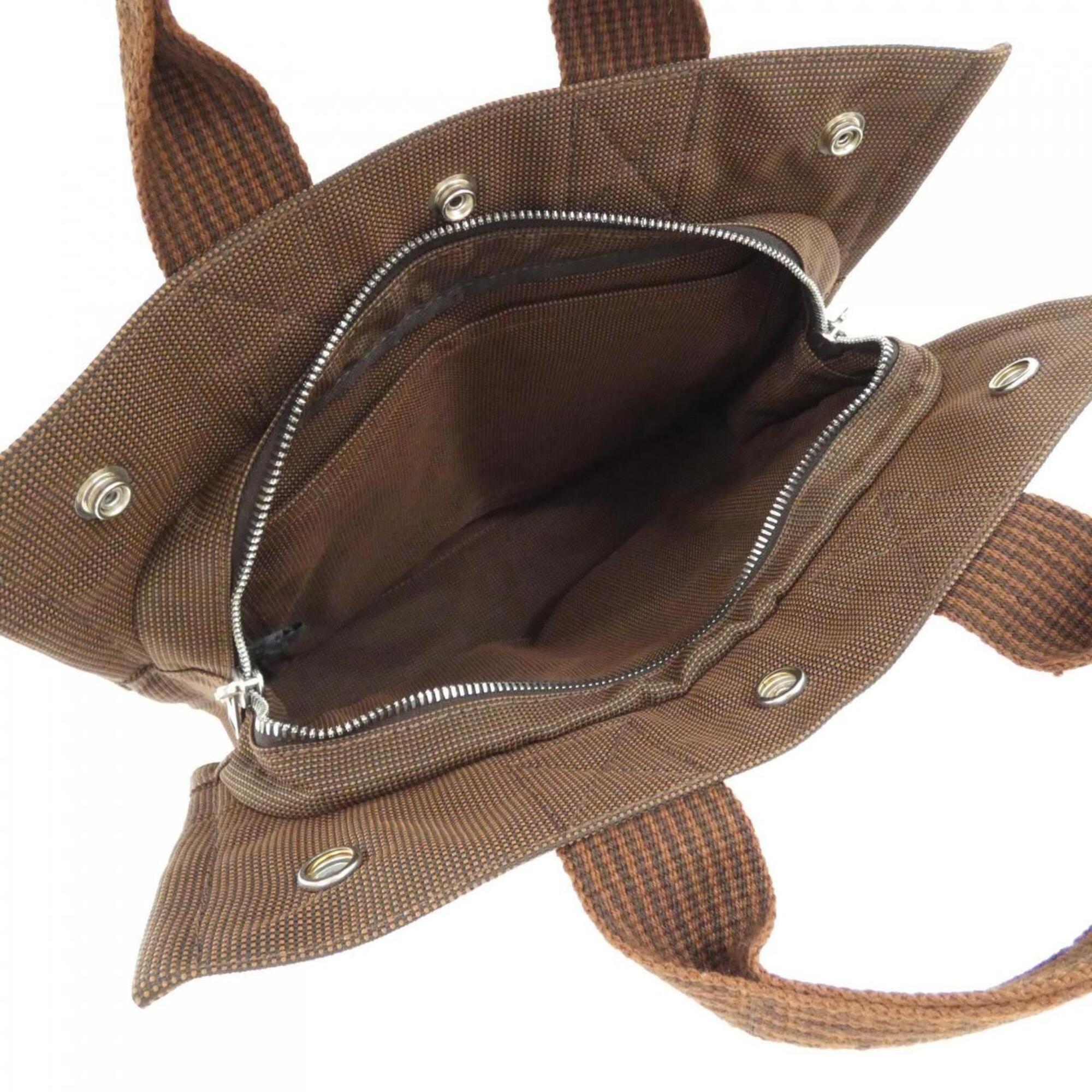 Hermes Brown Canvas Handbag (Pre-Owned)