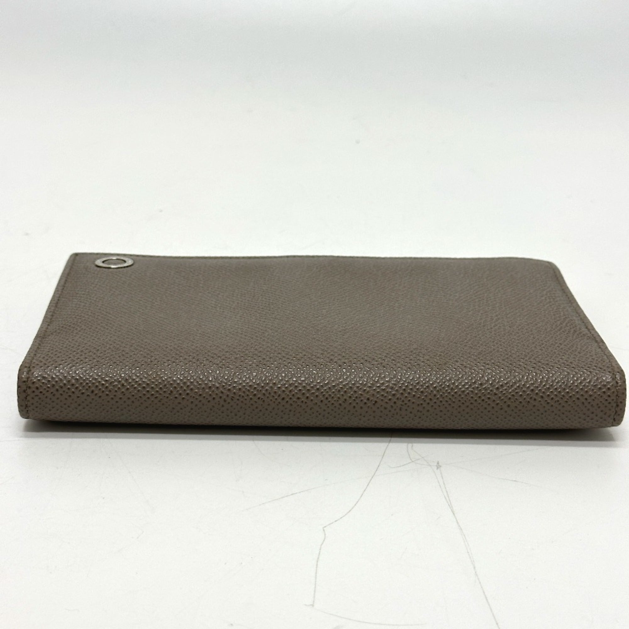 Bvlgari Gray Leather Long Wallet (Bi-Fold) (Pre-Owned)