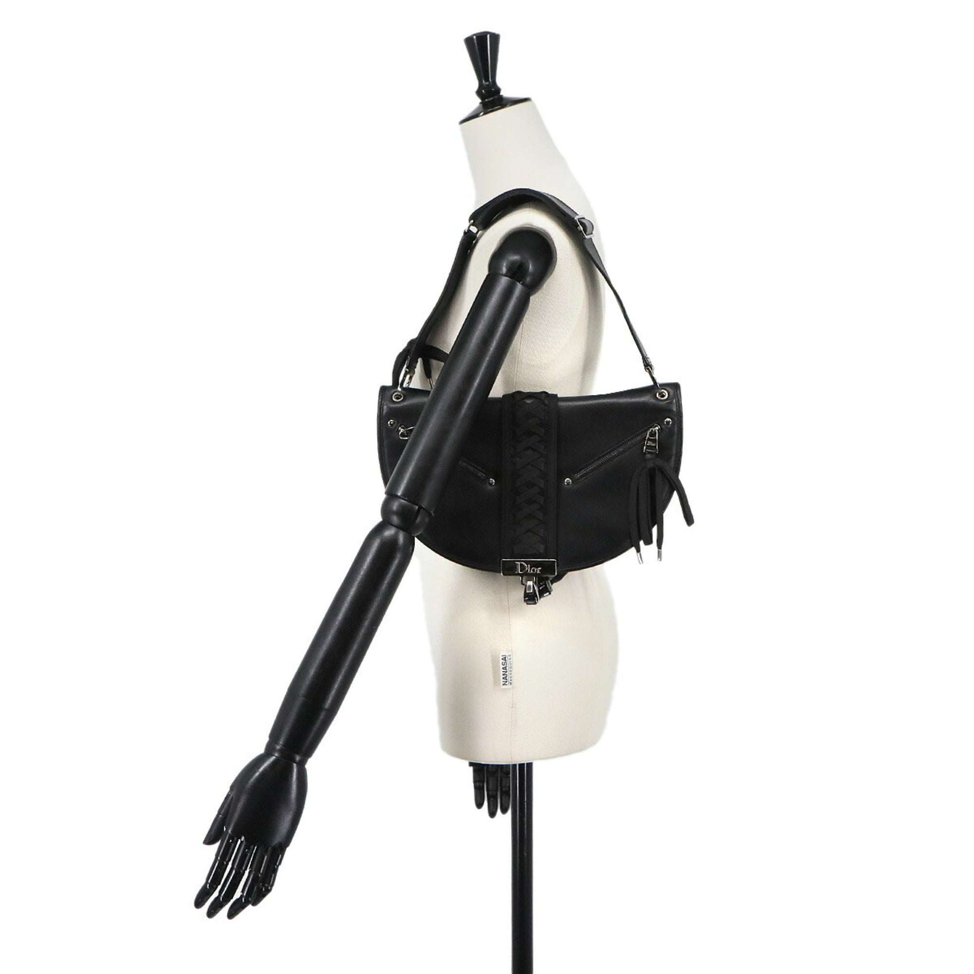 Christian Dior Black Leather Handbag Shoulder Bag (Pre-Owned)