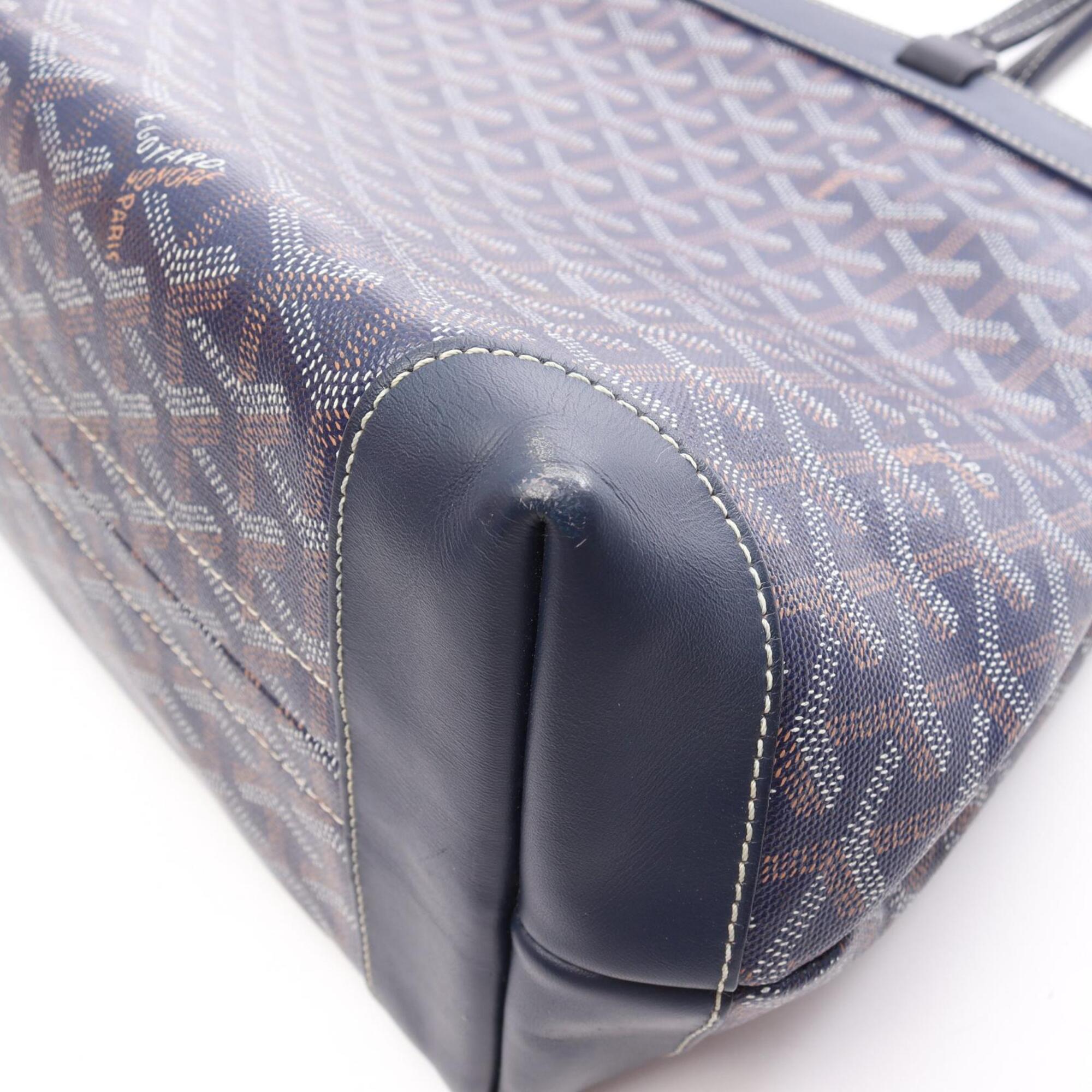 Goyard Multi-Color Navy Coated Canvas Leather Handbag Tote Bag (Pre-Owned)