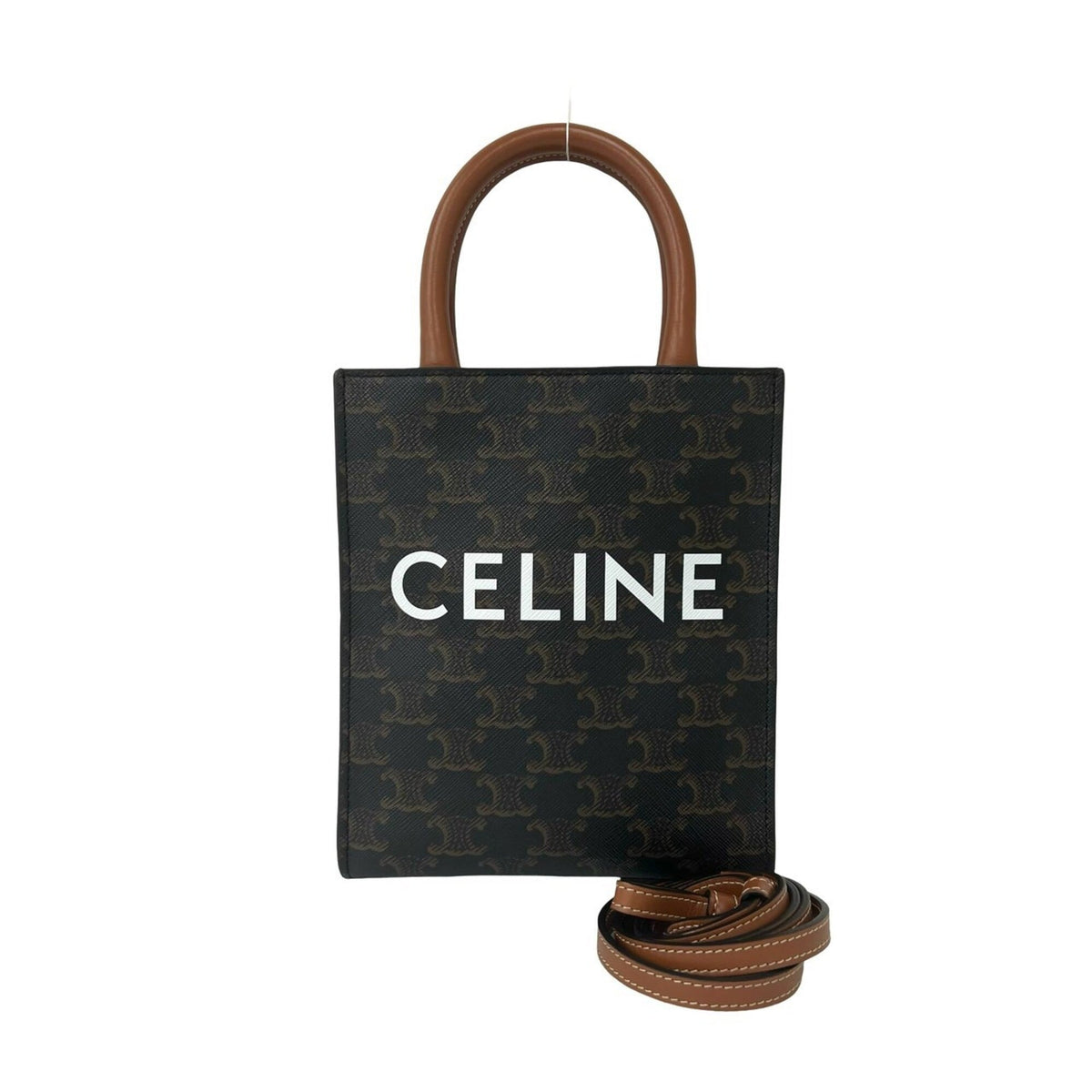 Celine Brown Leather Pvc Handbag Shoulder Bag (Pre-Owned)