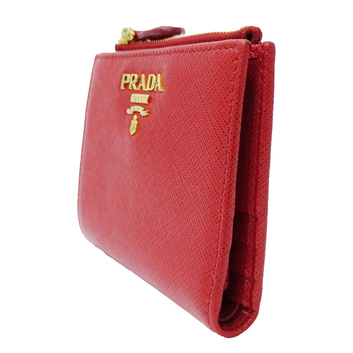 Prada Red Color Saffiano Wallet (Bi-Fold) (Pre-Owned)