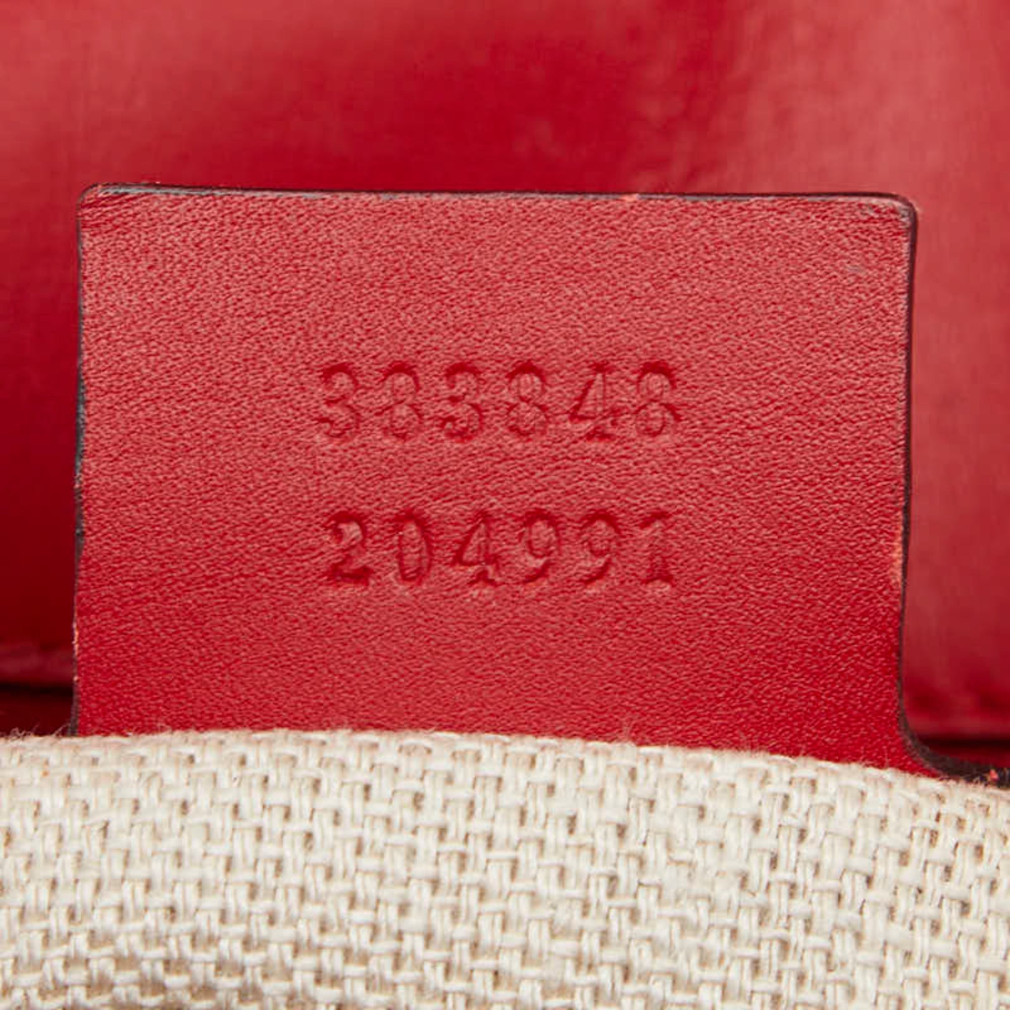Gucci Beige Red Color Canvas Leather Shoulder Bag (Pre-Owned)
