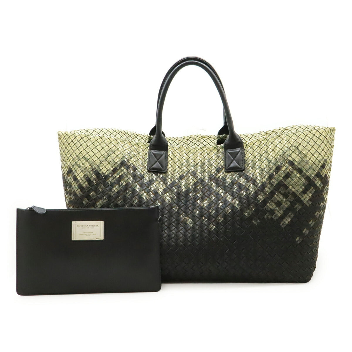 Bottega Veneta Clear Black Pvc Leather Pouch Tote Bag (Pre-Owned)