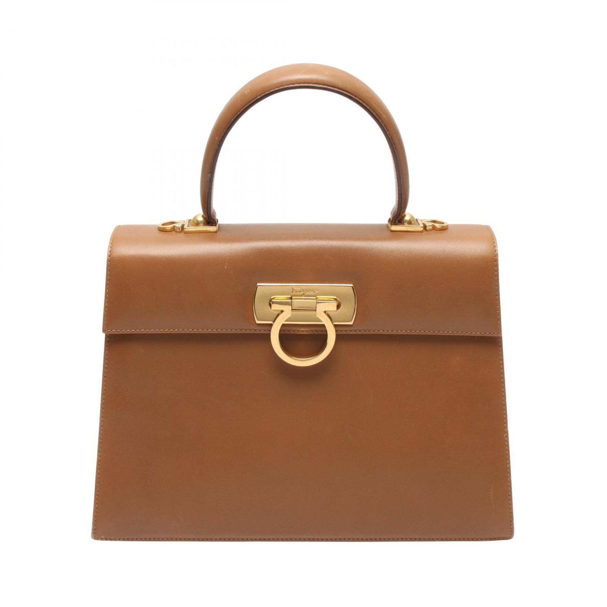Salvatore Ferragamo Gancini Brown Leather Handbag (Pre-Owned)