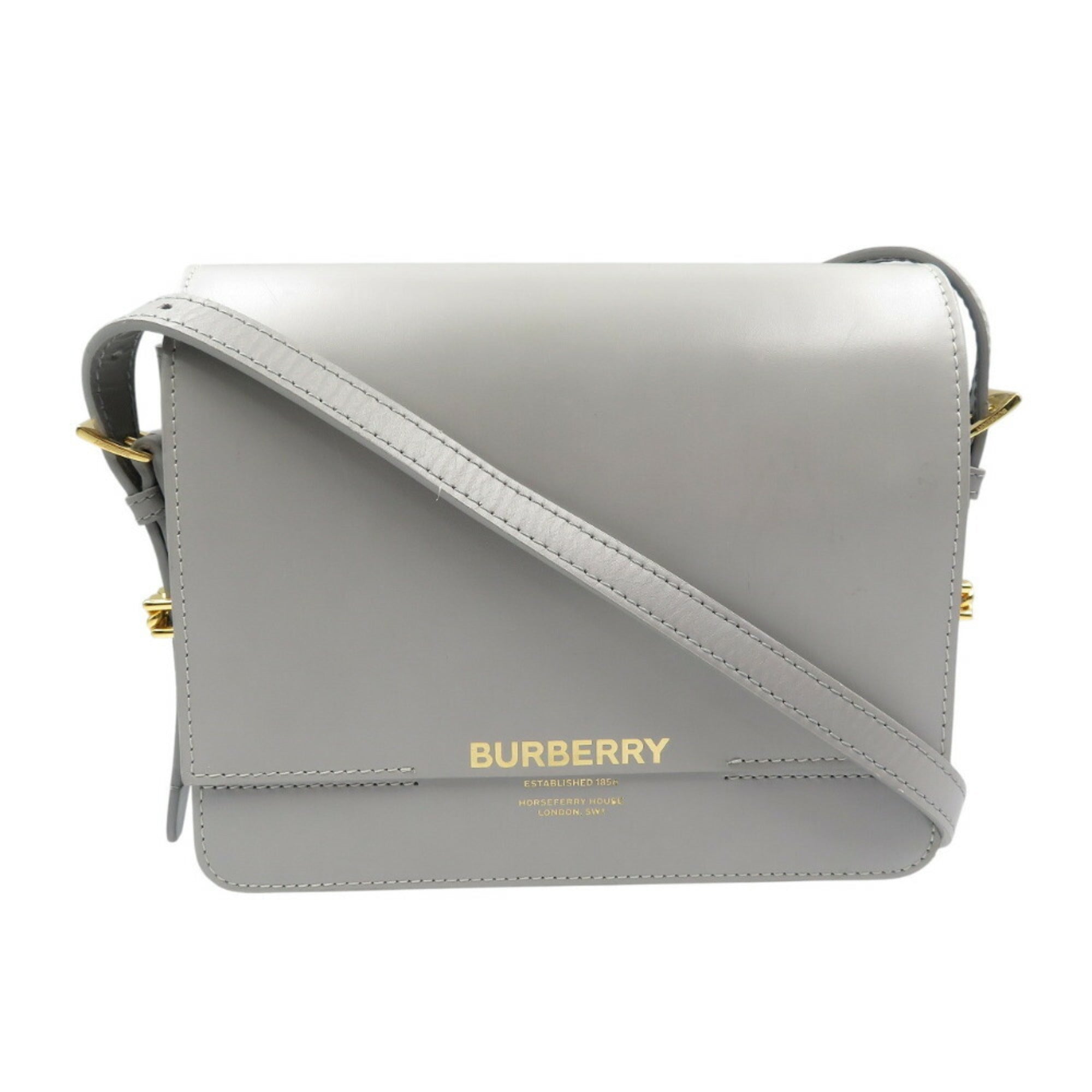 Burberry Gray Leather Shoulder Bag (Pre-Owned)