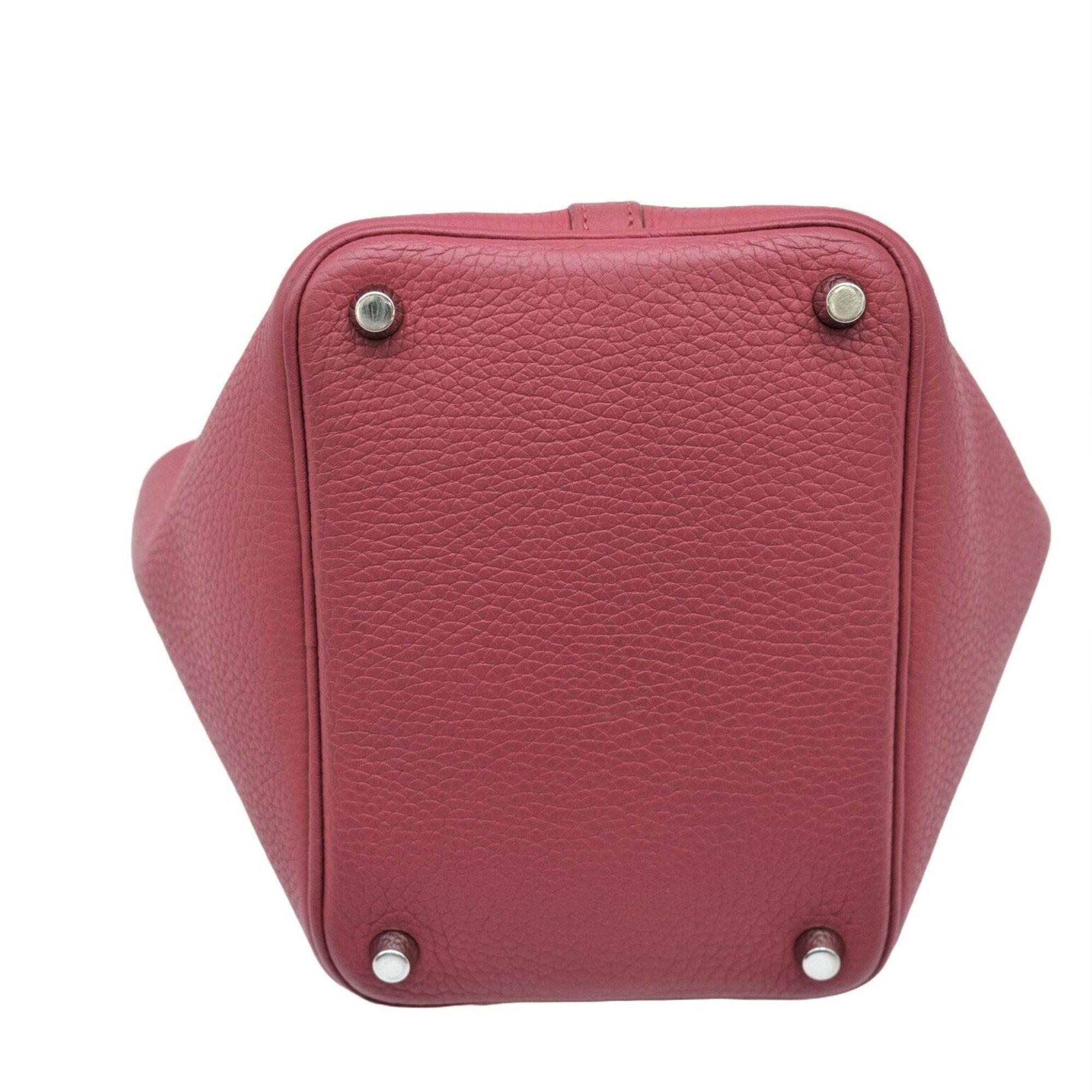 Hermes Rouge H Taurillon Clemence Leather Handbag Tote Bag (Pre-Owned)