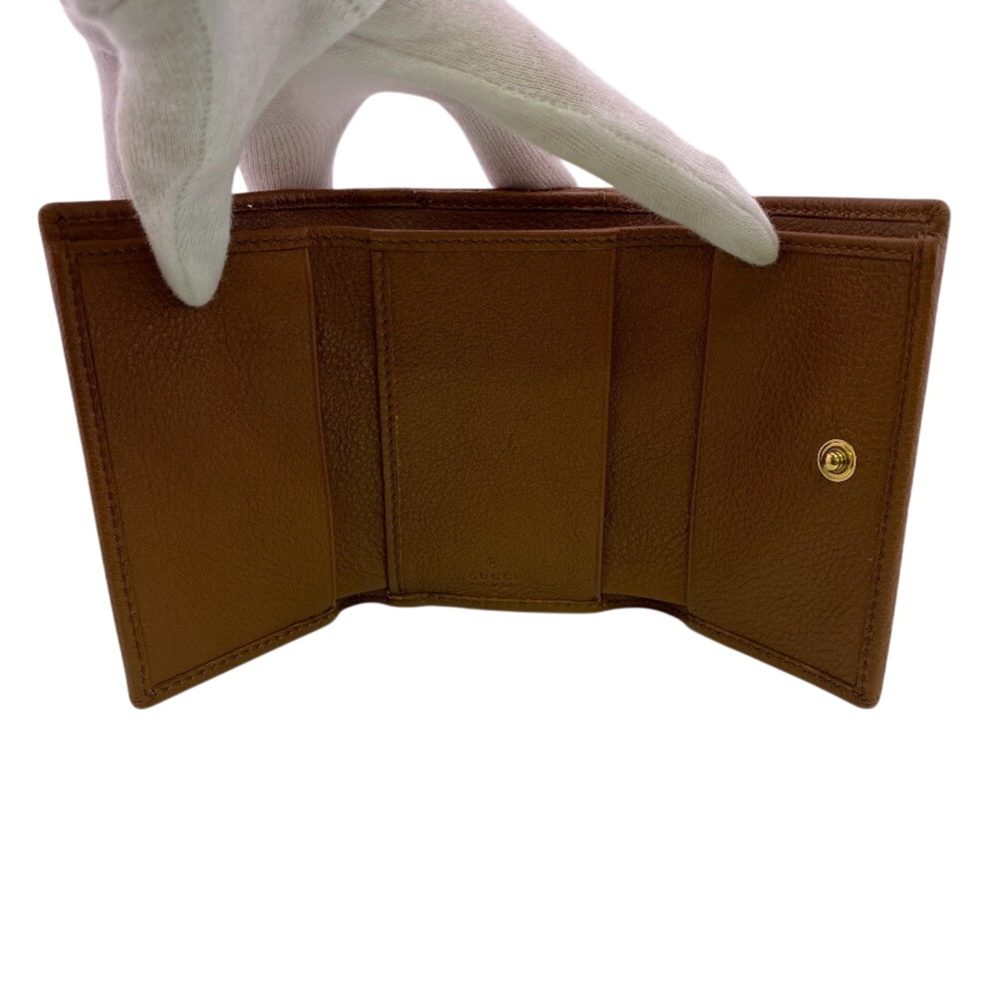Gucci Bamboo Brown Leather Wallet (Tri-Fold) (Pre-Owned)