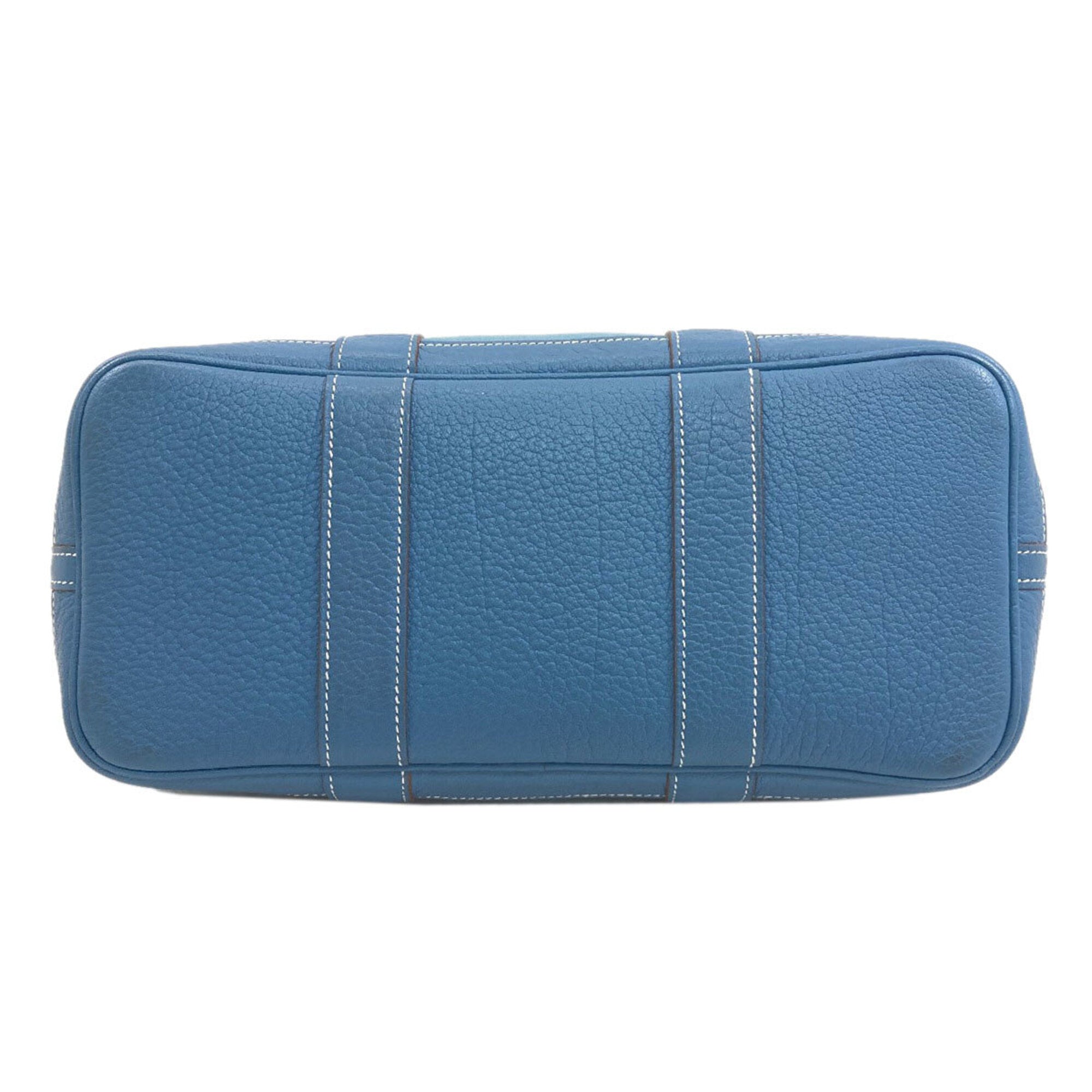 Hermes Garden Blue Jean Toile Officier Handbag (Pre-Owned)