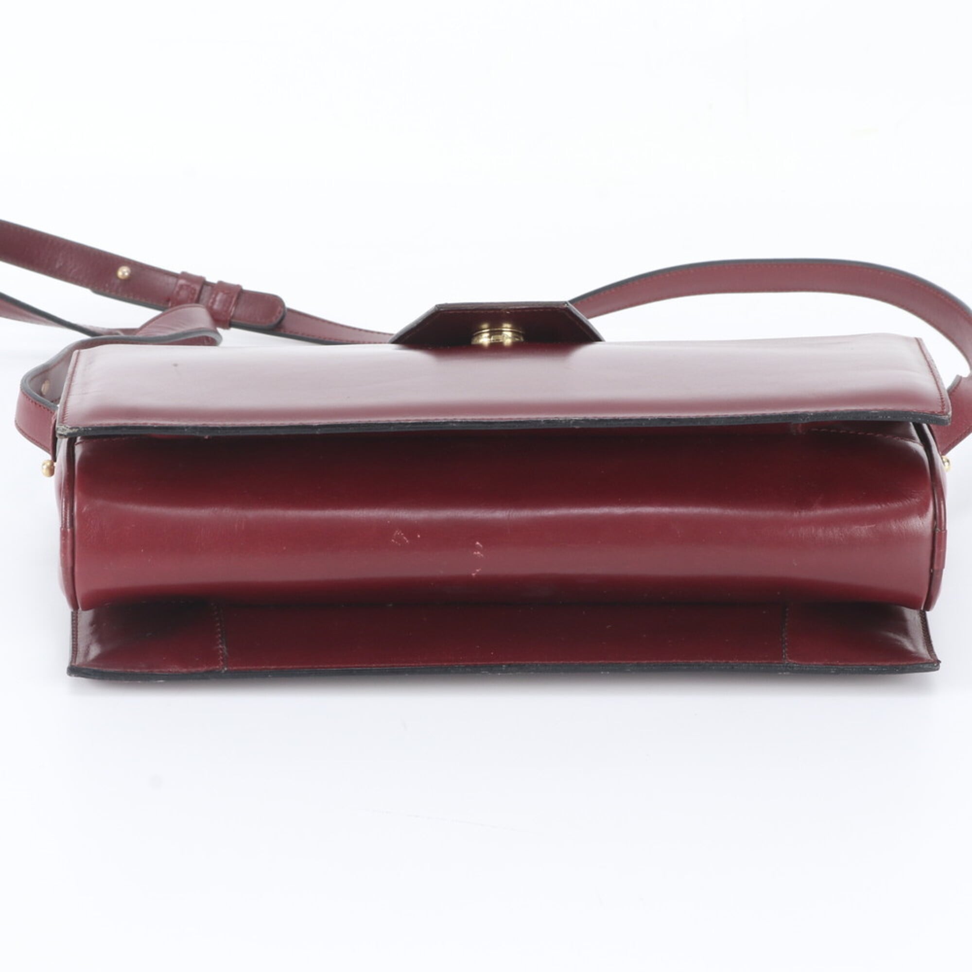Celine Red Color Wine Leather Shoulder Bag (Pre-Owned)
