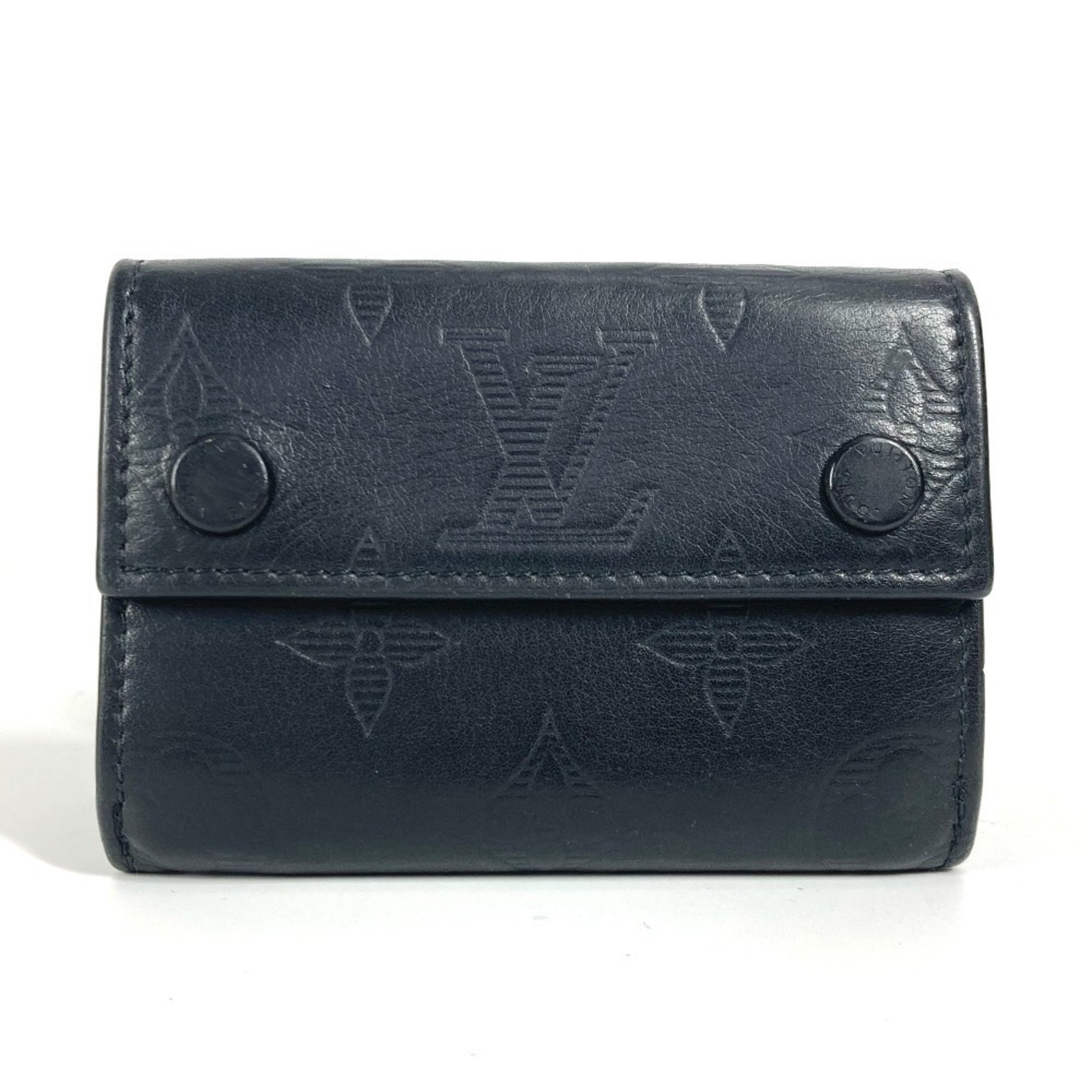 Louis Vuitton Monogram Shadow Black Noir Monogram Shadow Wallet (Tri-Fold) (Pre-Owned)