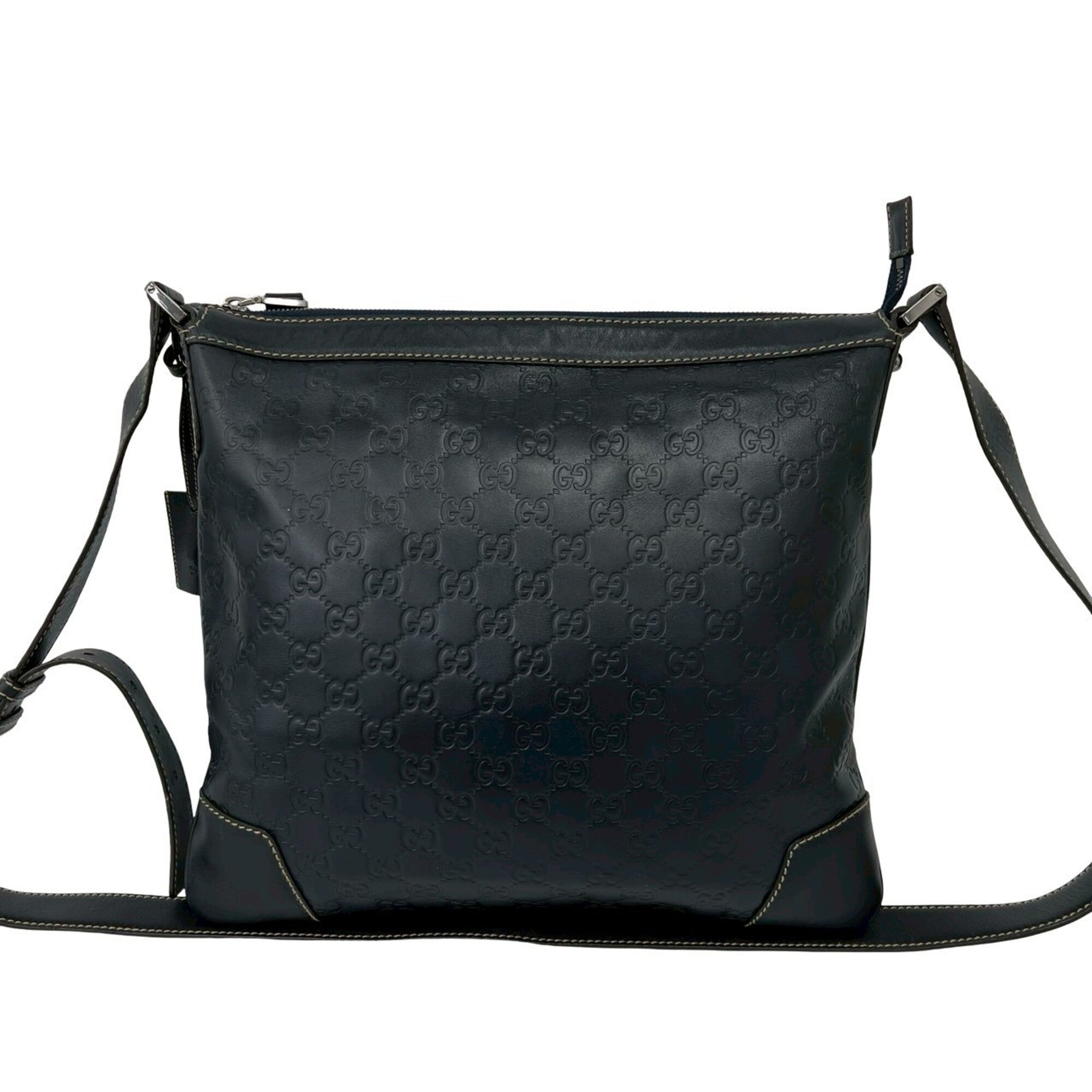 Gucci Navy Leather Shoulder Bag (Pre-Owned)
