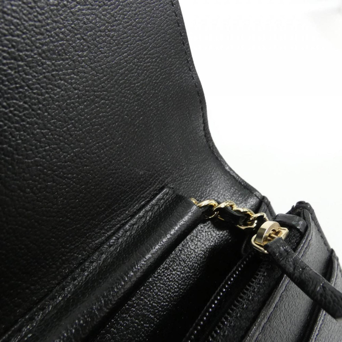 Chanel Black Leather Chain/Shoulder Wallet (Pre-Owned)