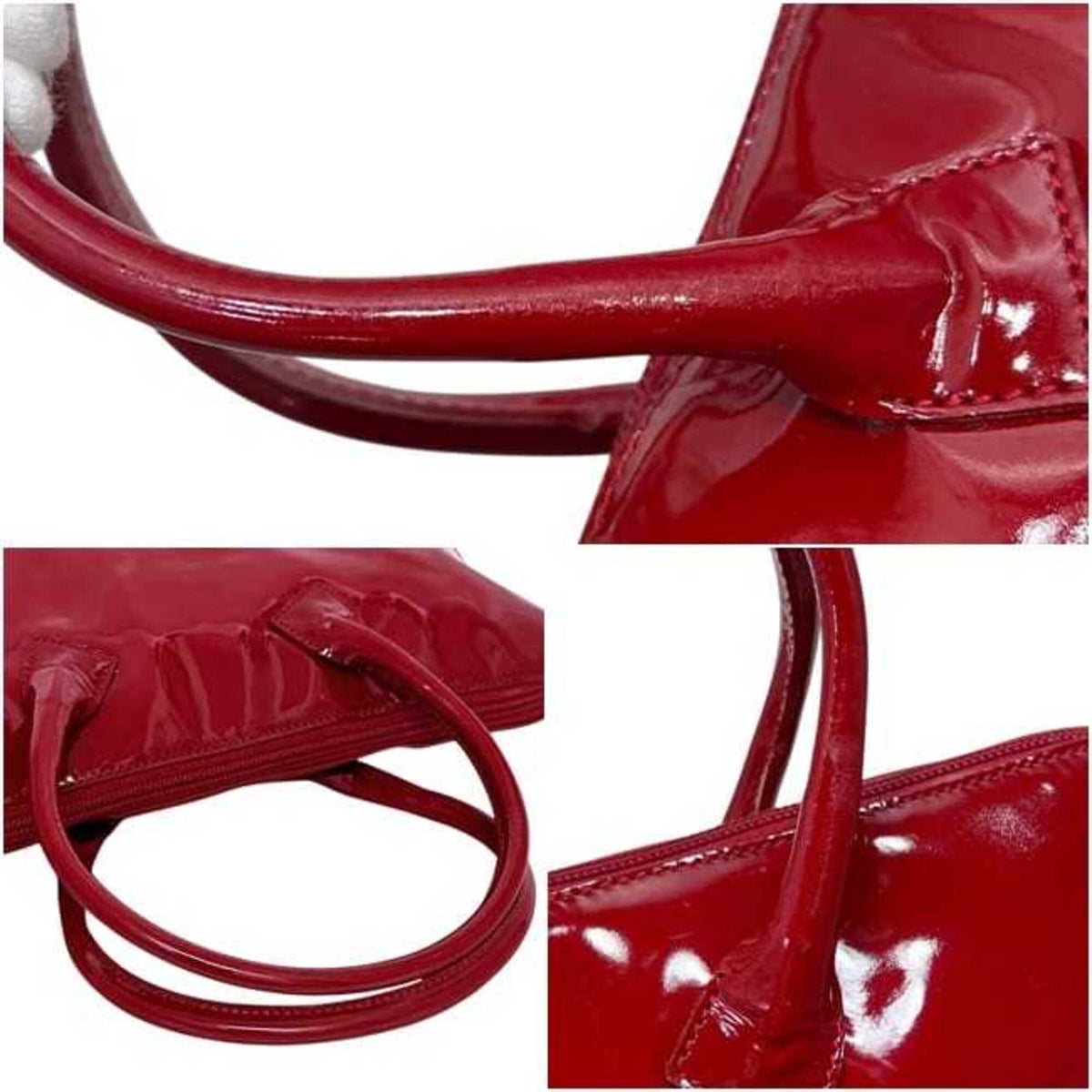 Miu Miu Red Color Leather Boston Bag Tote Bag (Pre-Owned)