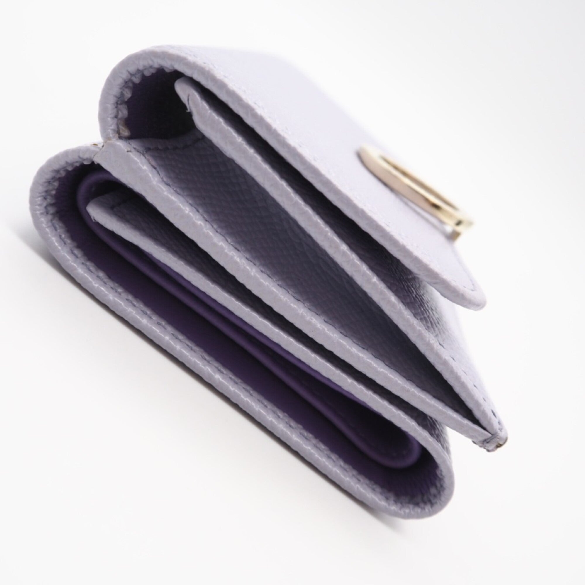 Bvlgari Purple Leather Wallet (Tri-Fold) (Pre-Owned)
