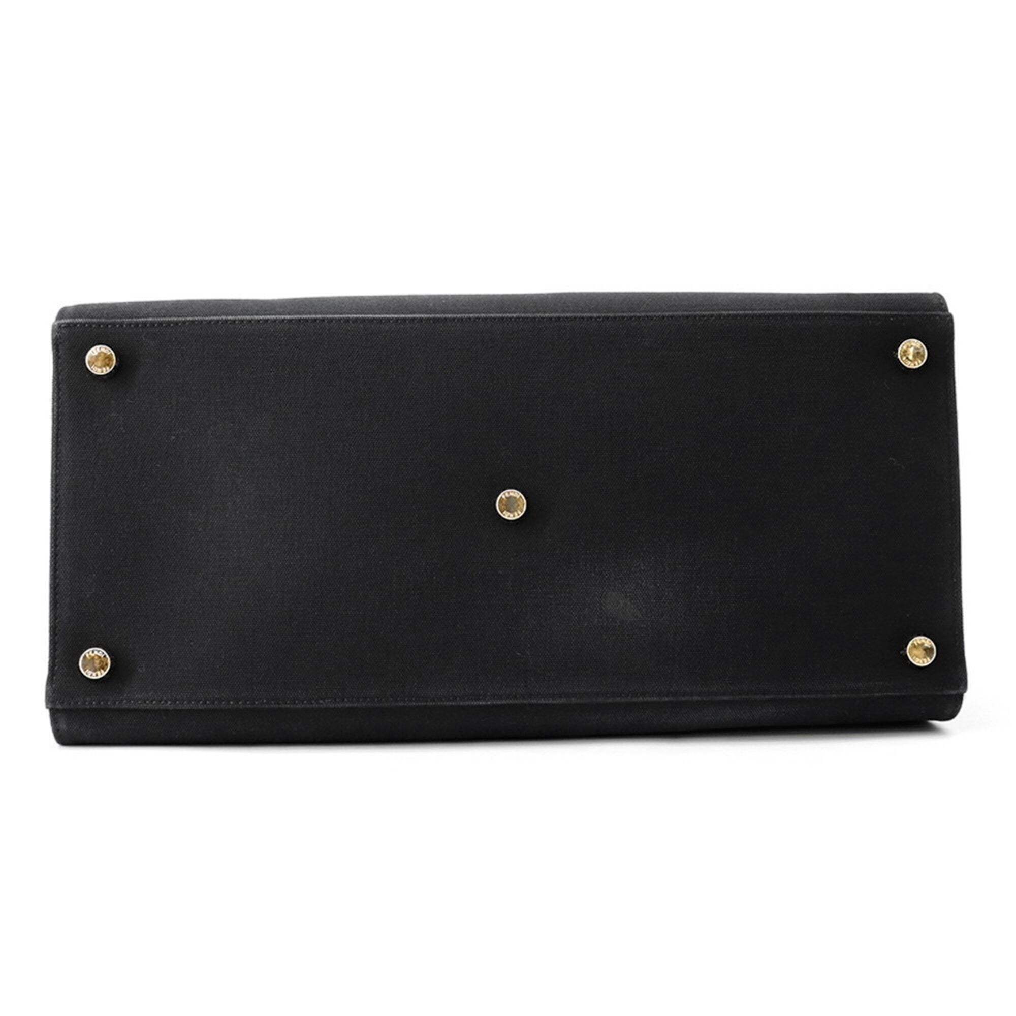 Fendi Black Gold Canvas Handbag Tote Bag (Pre-Owned)