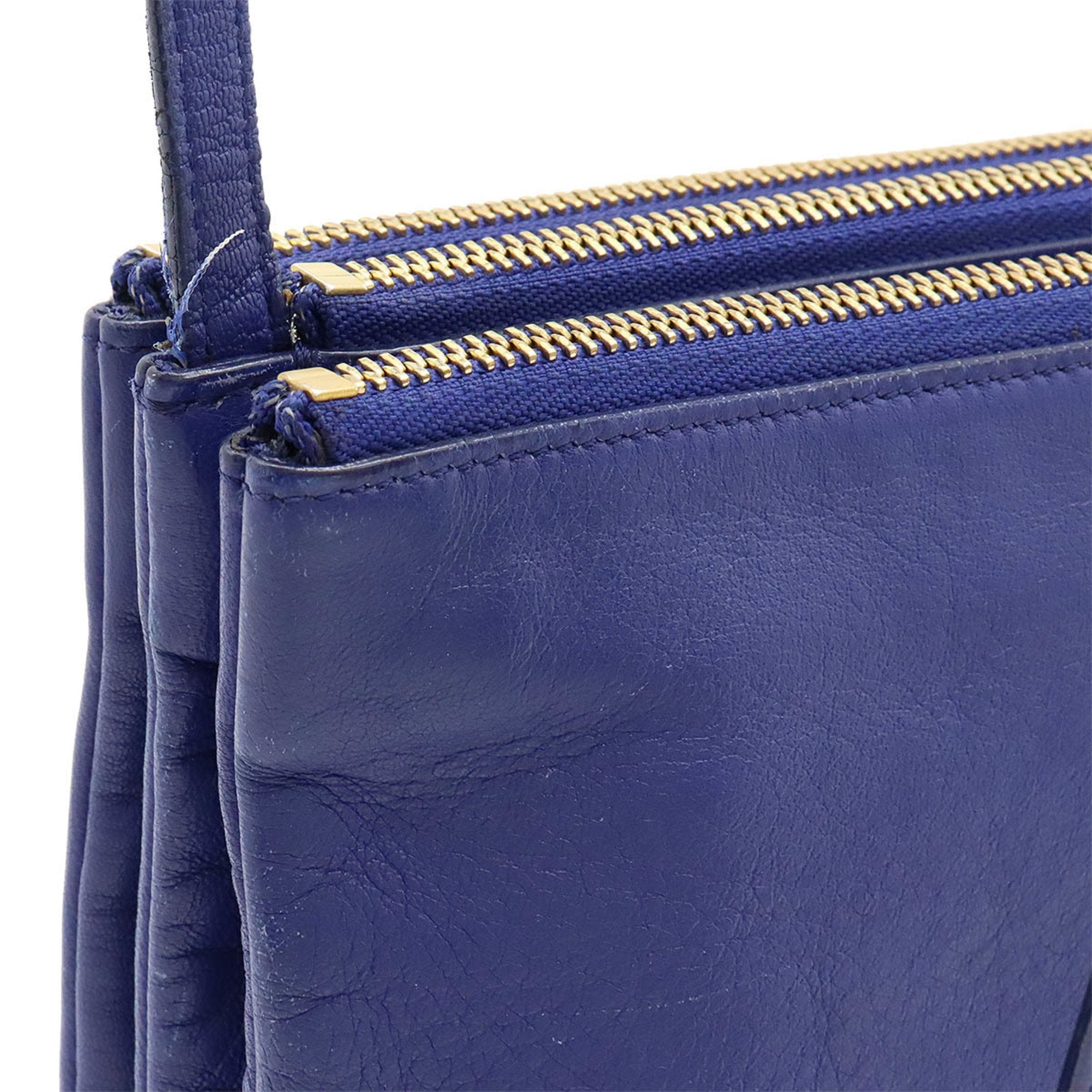 Celine Blue Leather Pochette Pouch Shoulder Bag (Pre-Owned)