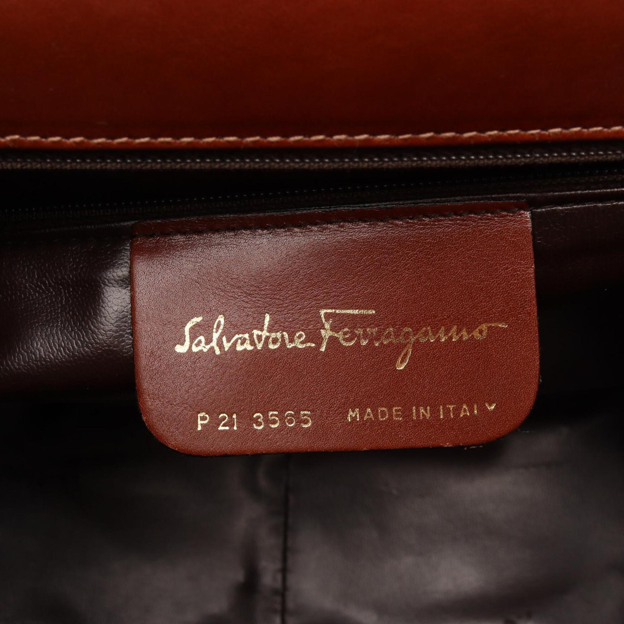 Salvatore Ferragamo Brown Leather Handbag Shoulder Bag (Pre-Owned)