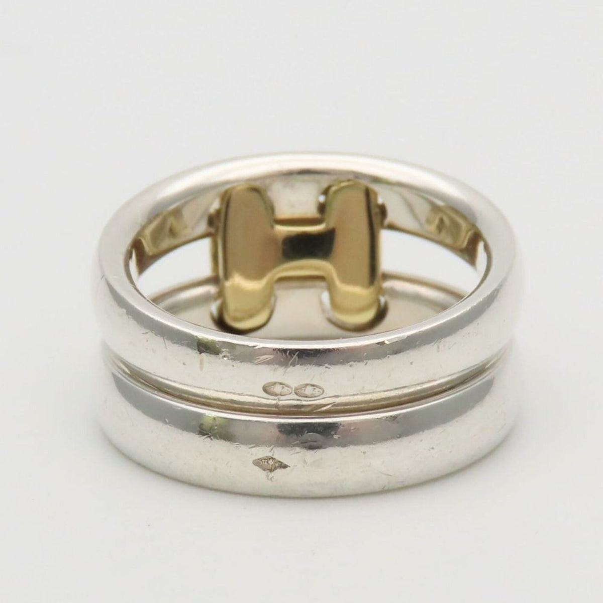 Hermes Gold Silver Yellow Gold (18K) Silver 925 Band Ring (Pre-Owned)