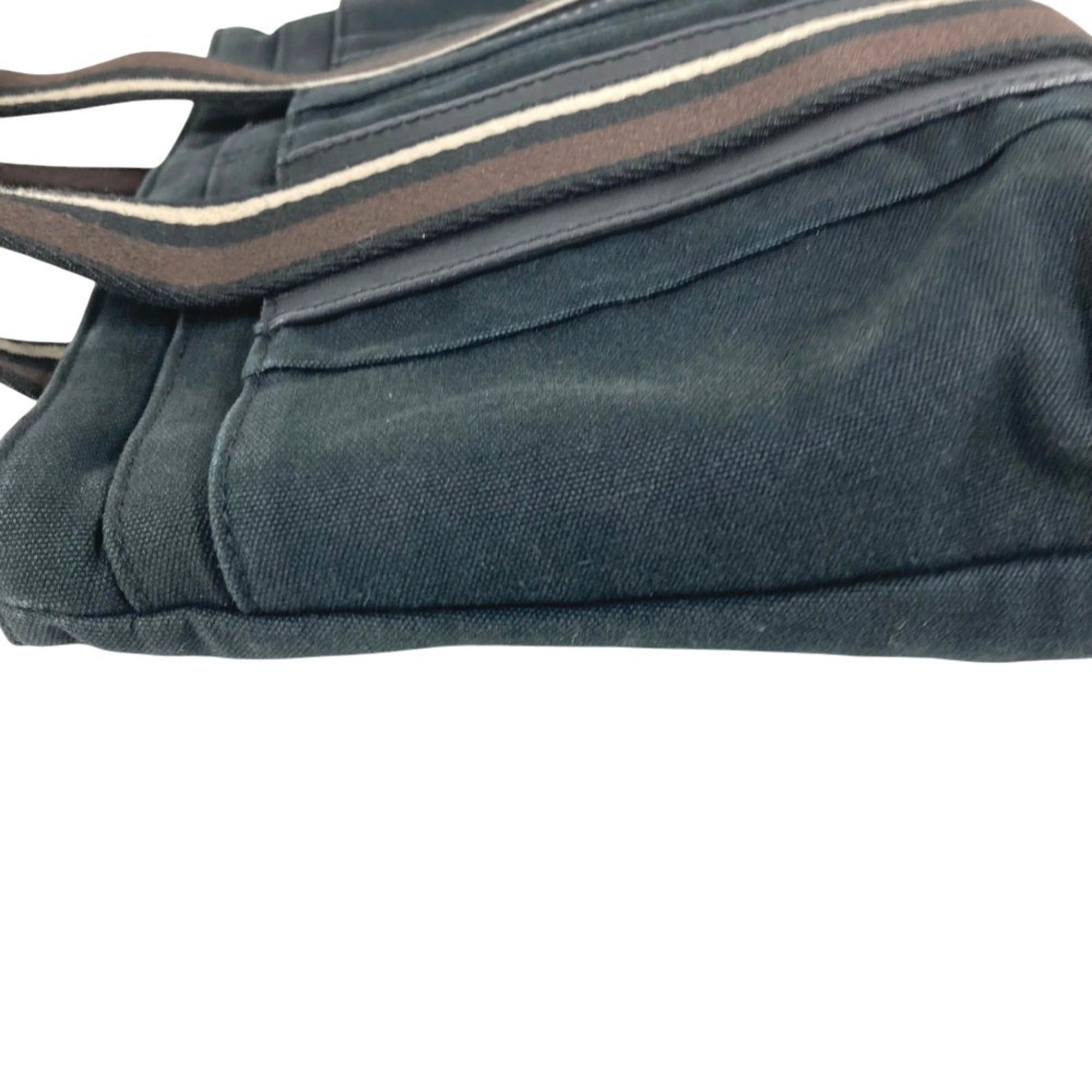 Hermes Black Canvas Handbag Tote Bag (Pre-Owned)