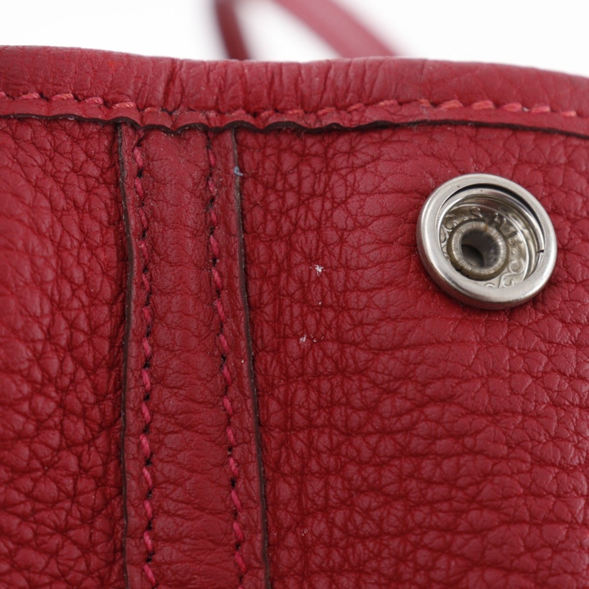 Hermes Garden Red Color Negonda Leather Handbag (Pre-Owned)