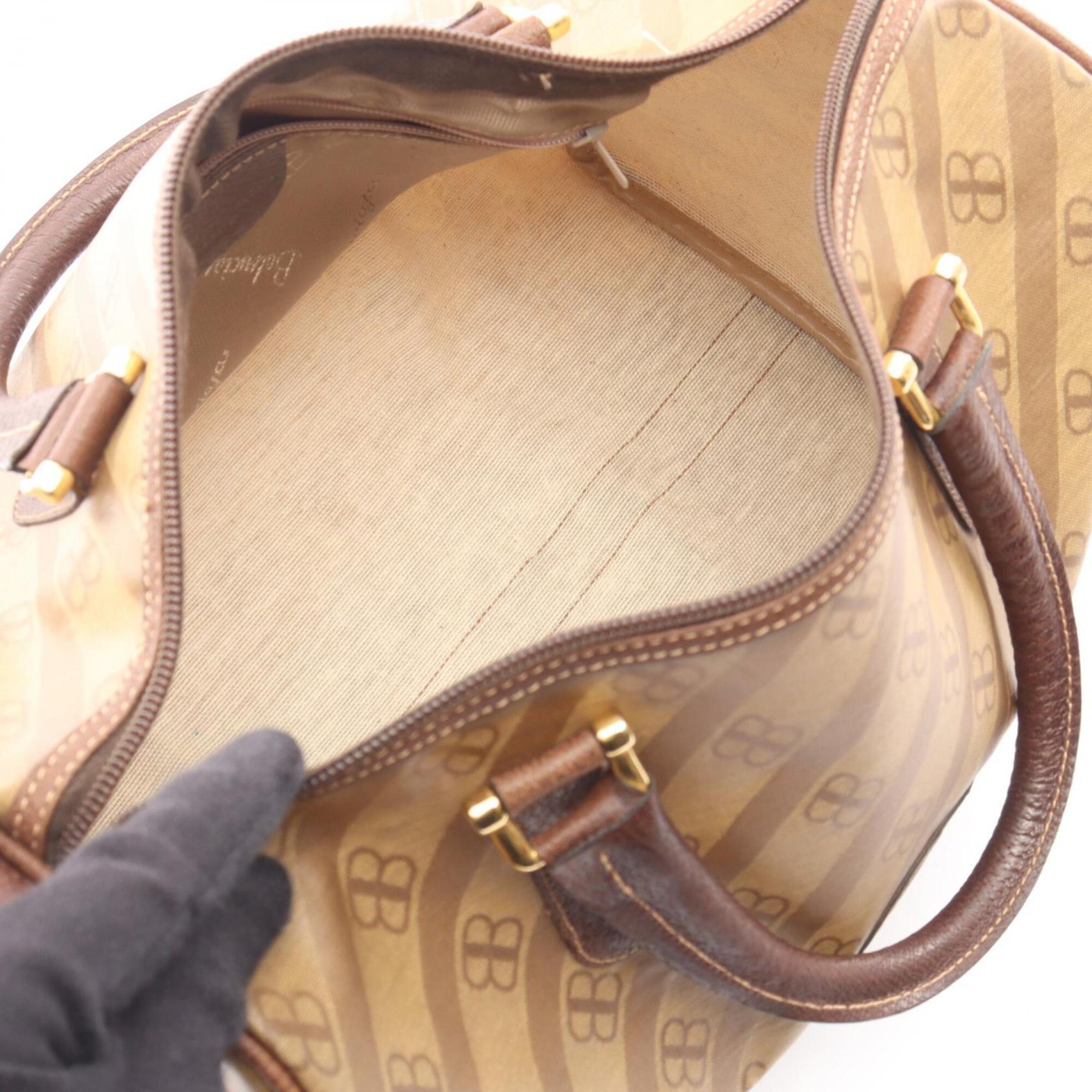 Balenciaga Beige Brown Leather Coated Canvas Handbag Tote Bag (Pre-Owned)