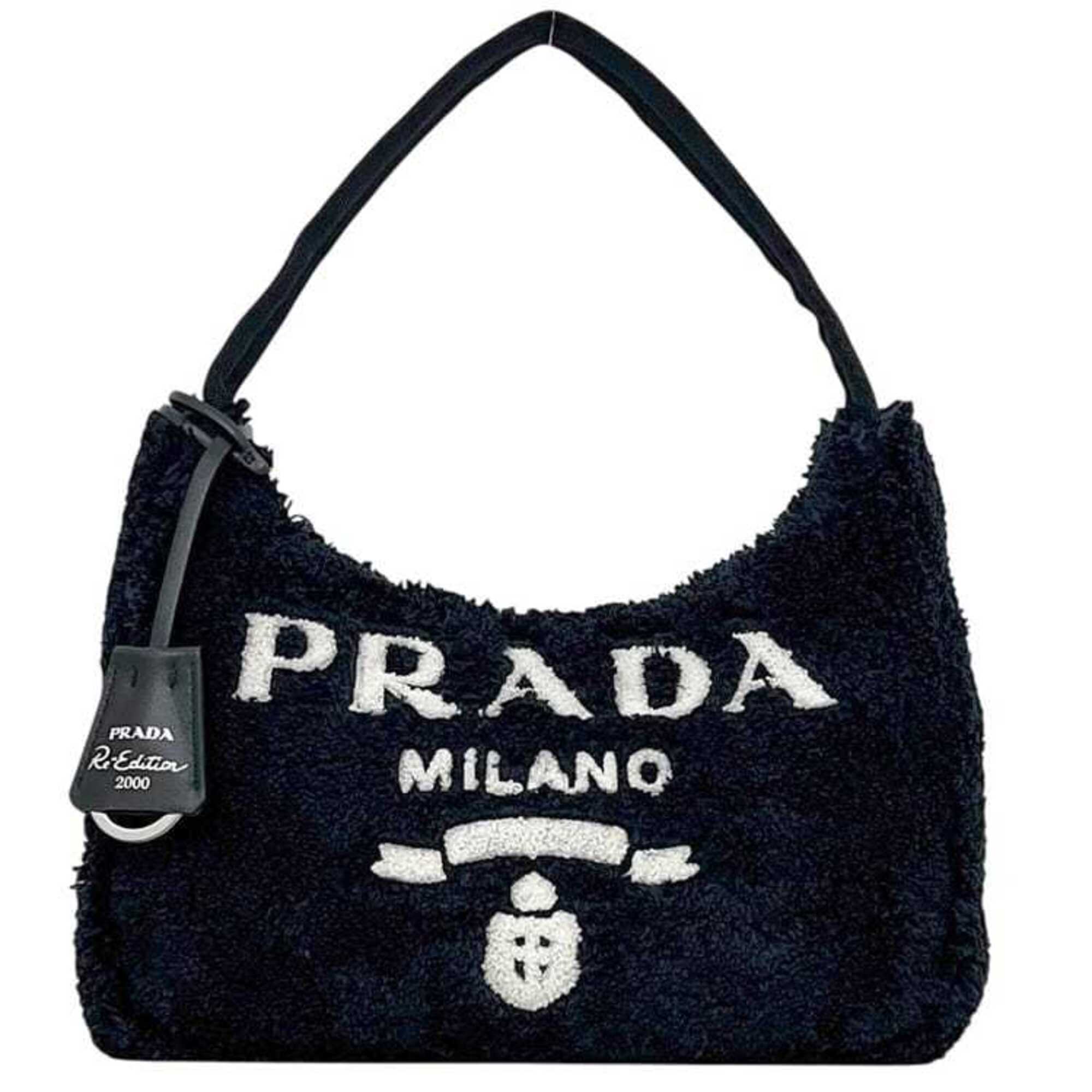 Prada Black Nero Pile Fabric Handbag (Pre-Owned)