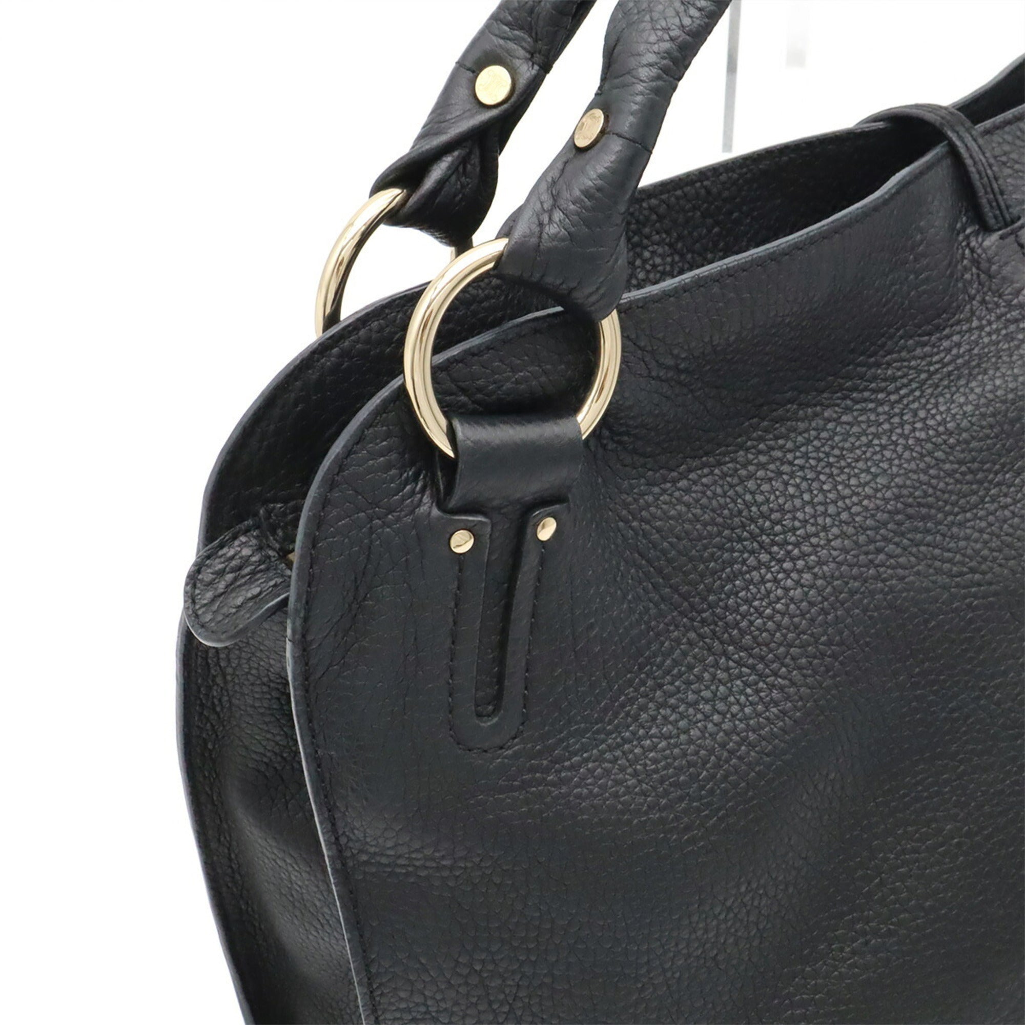 Celine Black White Leather Handbag Shoulder Bag (Pre-Owned)