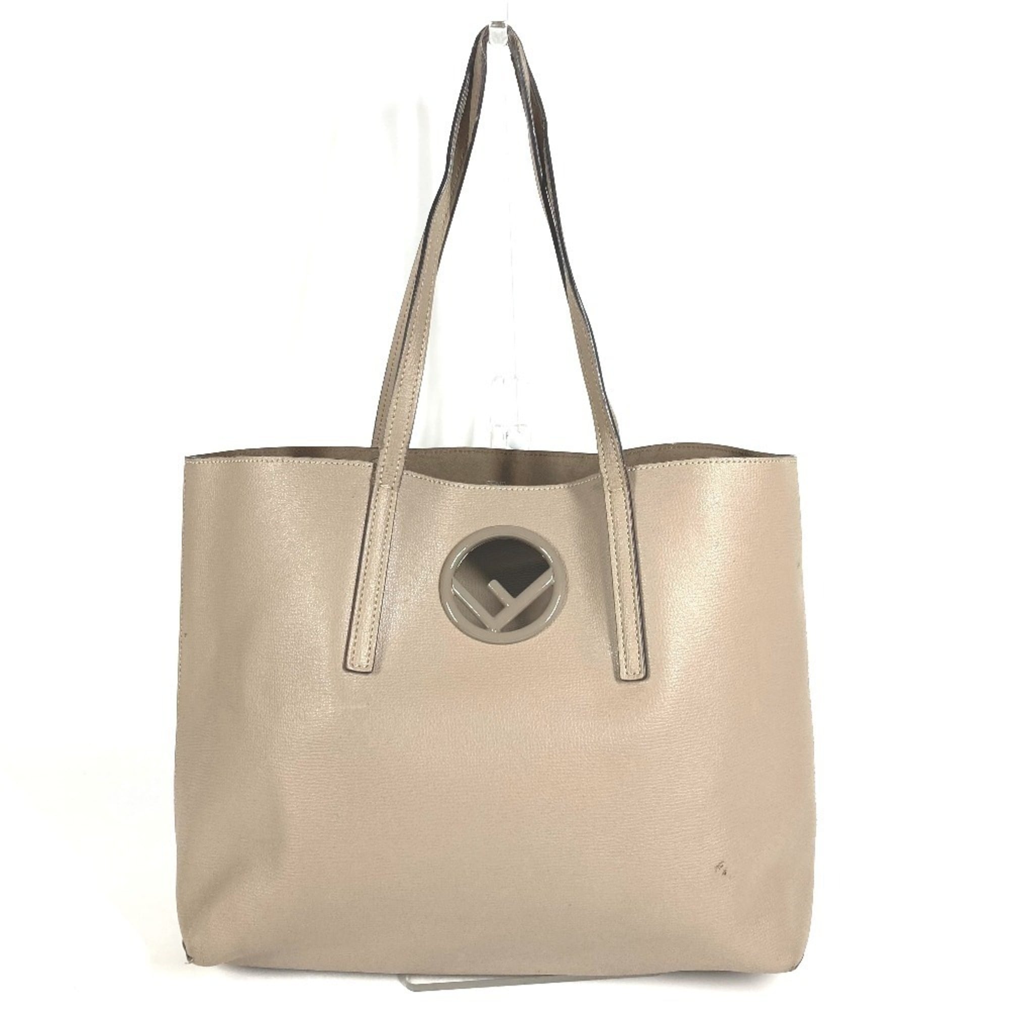 Fendi Beige Leather Handbag Shoulder Bag Tote Bag (Pre-Owned)