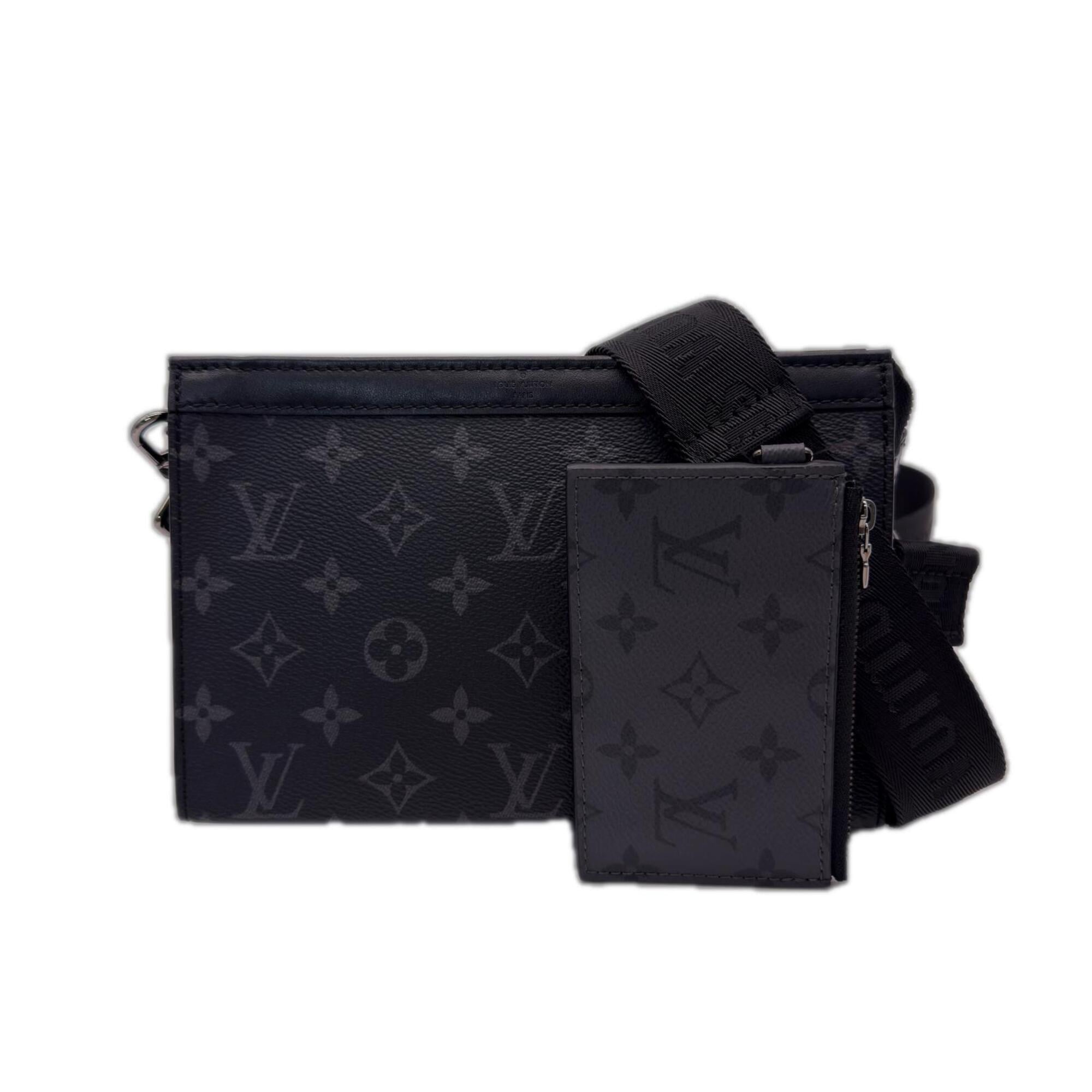 Louis Vuitton Black Coated Canvas Leather Pouch Shoulder Bag (Pre-Owned)