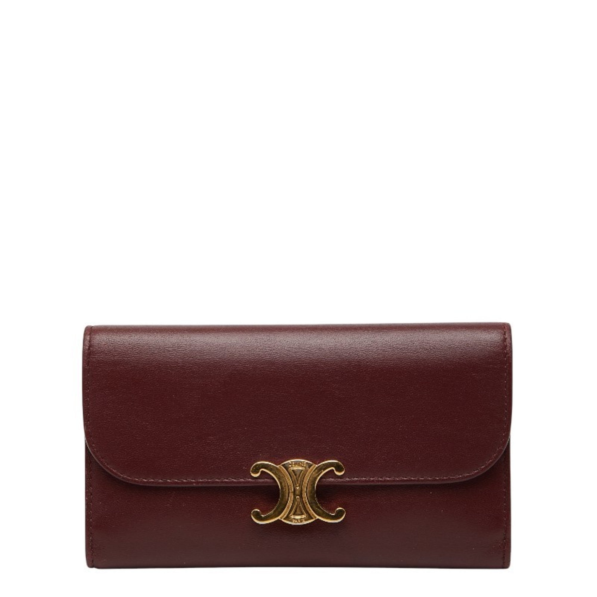 Celine Bordeaux Leather Wallet (Tri-Fold) (Pre-Owned)