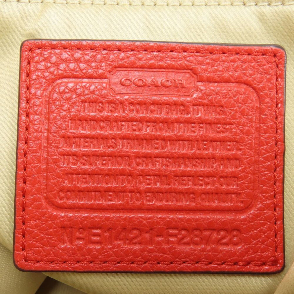 Coach Beige Red Color Canvas Leather Tote Bag (Pre-Owned)