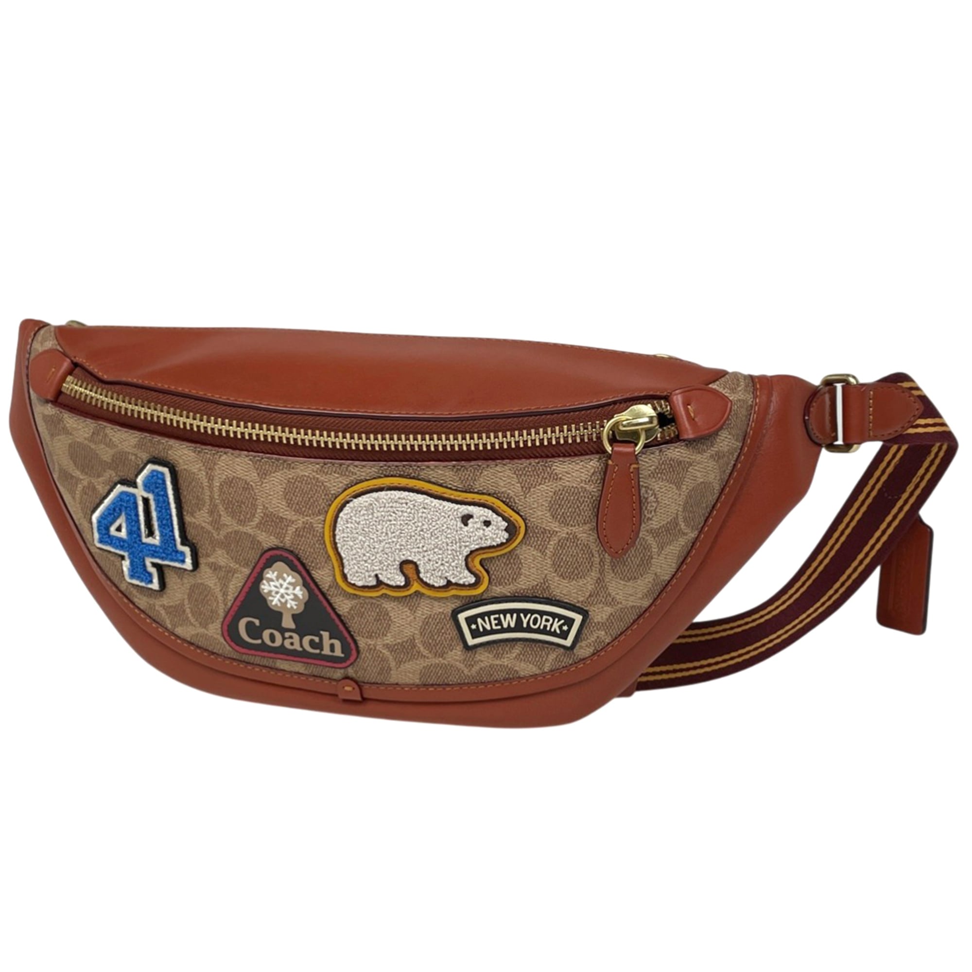 Coach Beige Brown Leather Coated Canvas Fanny Pack (Pre-Owned)